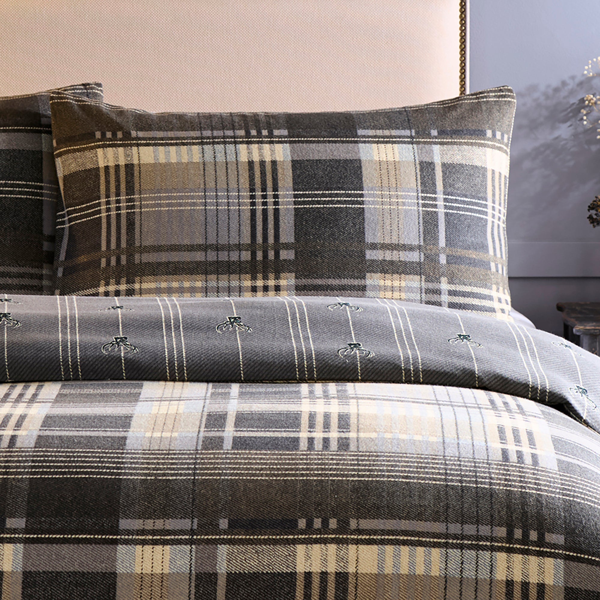 Connolly Check Duvet Cover Set in Charcoal - Duvet Cover Set - Dreams & Drapes
