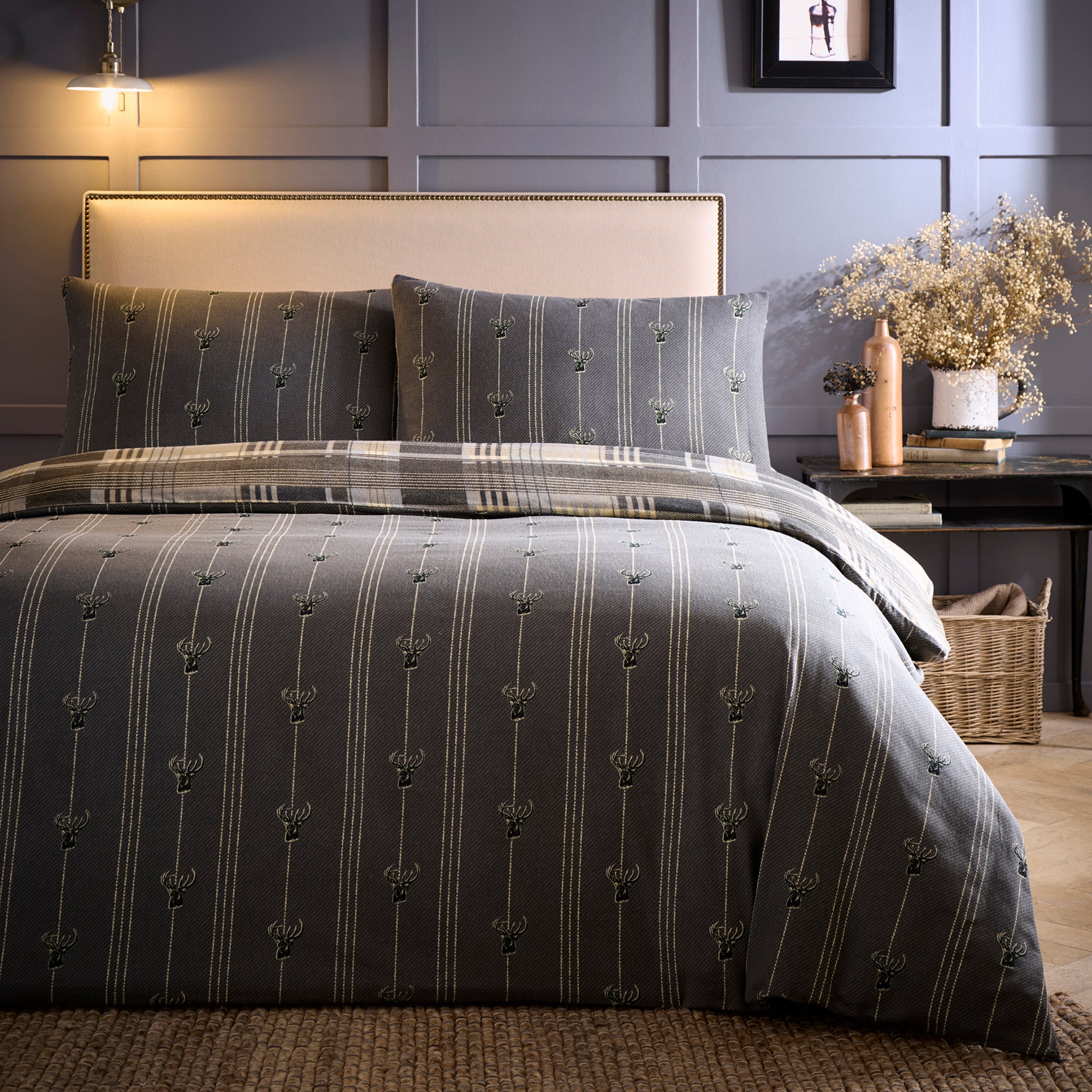 Connolly Check Duvet Cover Set in Charcoal - Duvet Cover Set - Dreams & Drapes