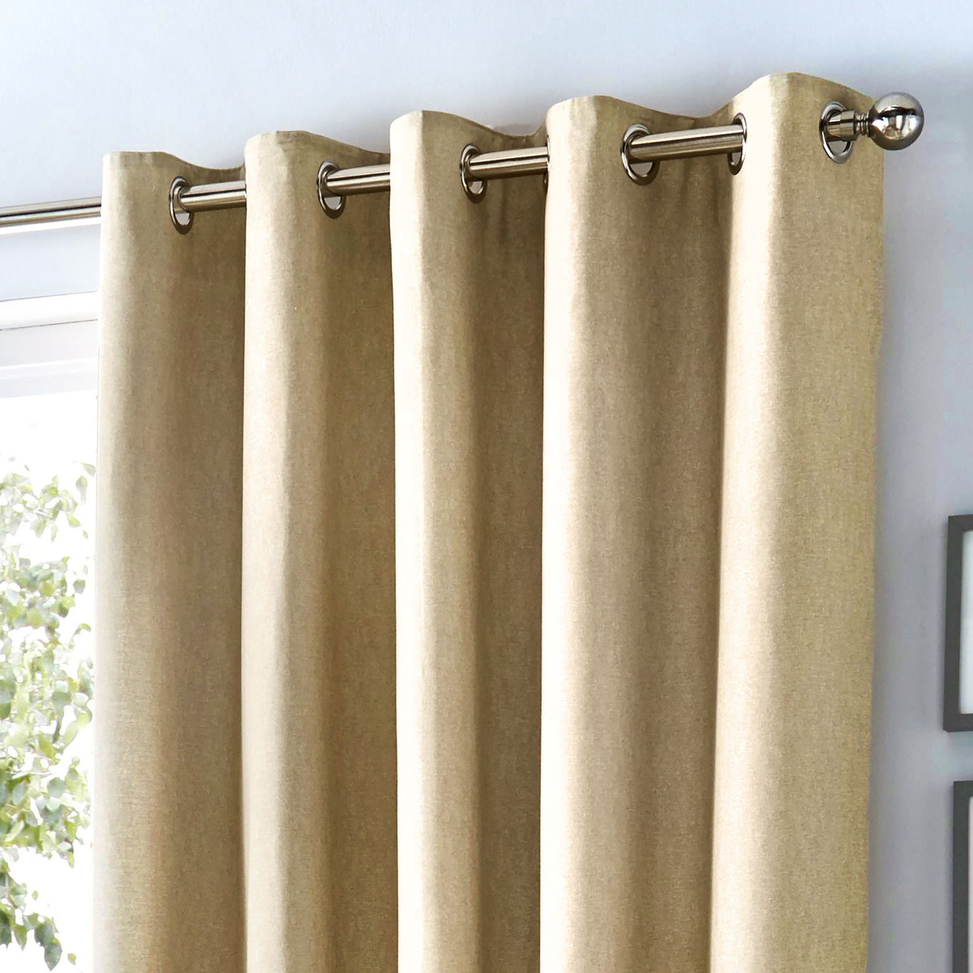 Cannes Pair of Eyelet Curtains by Fusion in Natural - Pair of Eyelet Curtains - Fusion