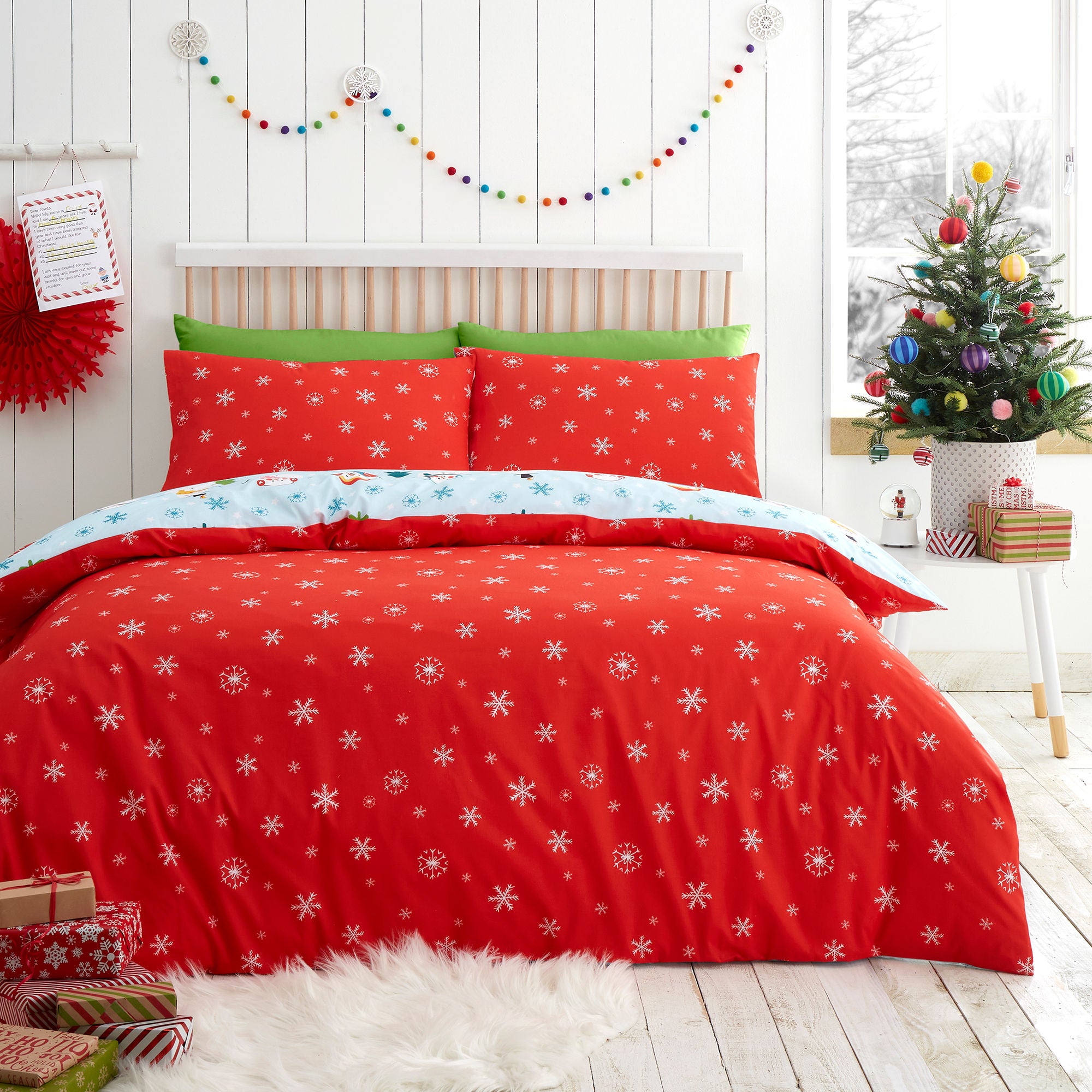 Christmas Snowman Duvet Cover Set by Fusion in Duck Egg - Duvet Cover Set - Fusion