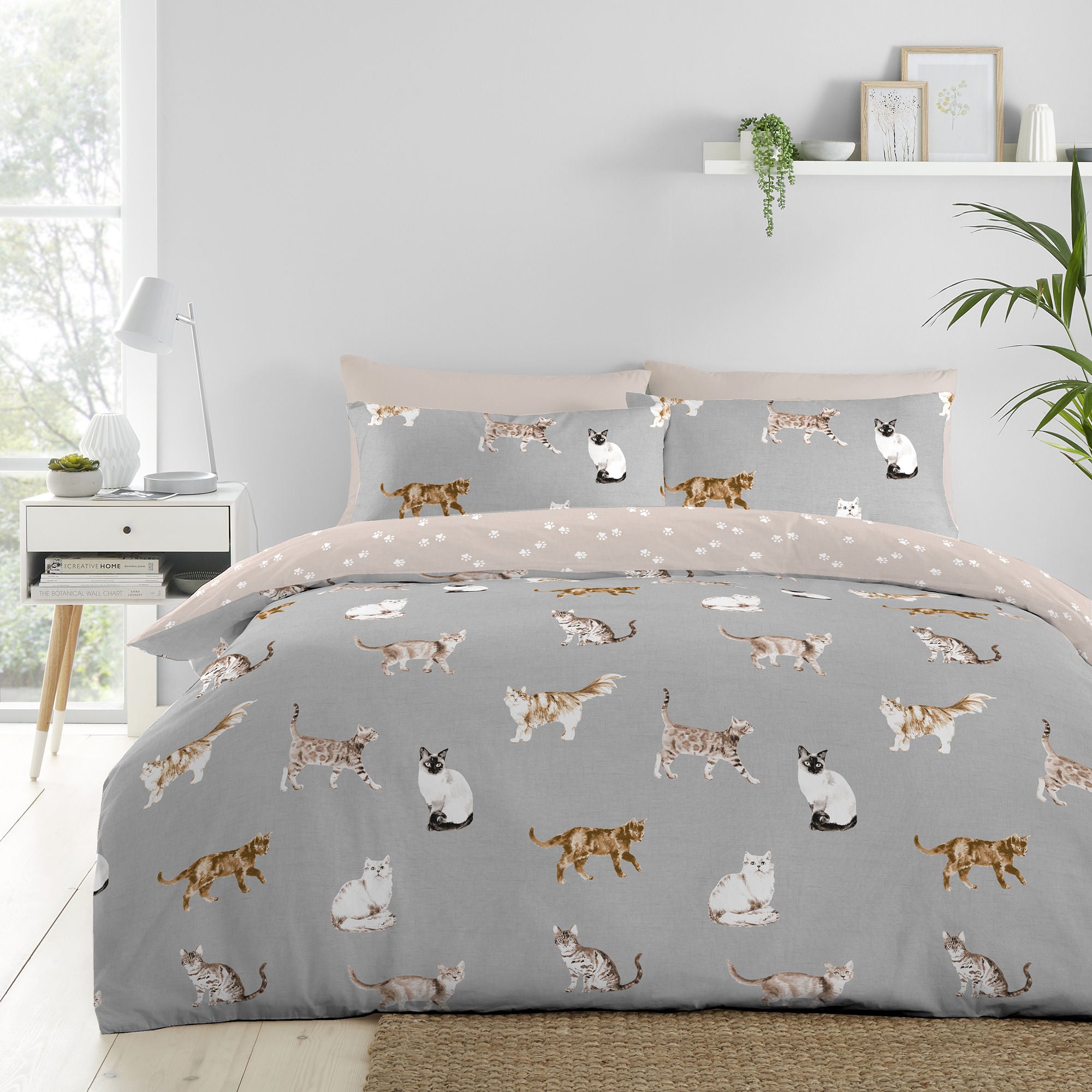 Cats Duvet Cover Set by Fusion in Grey - Duvet Cover Set - Fusion