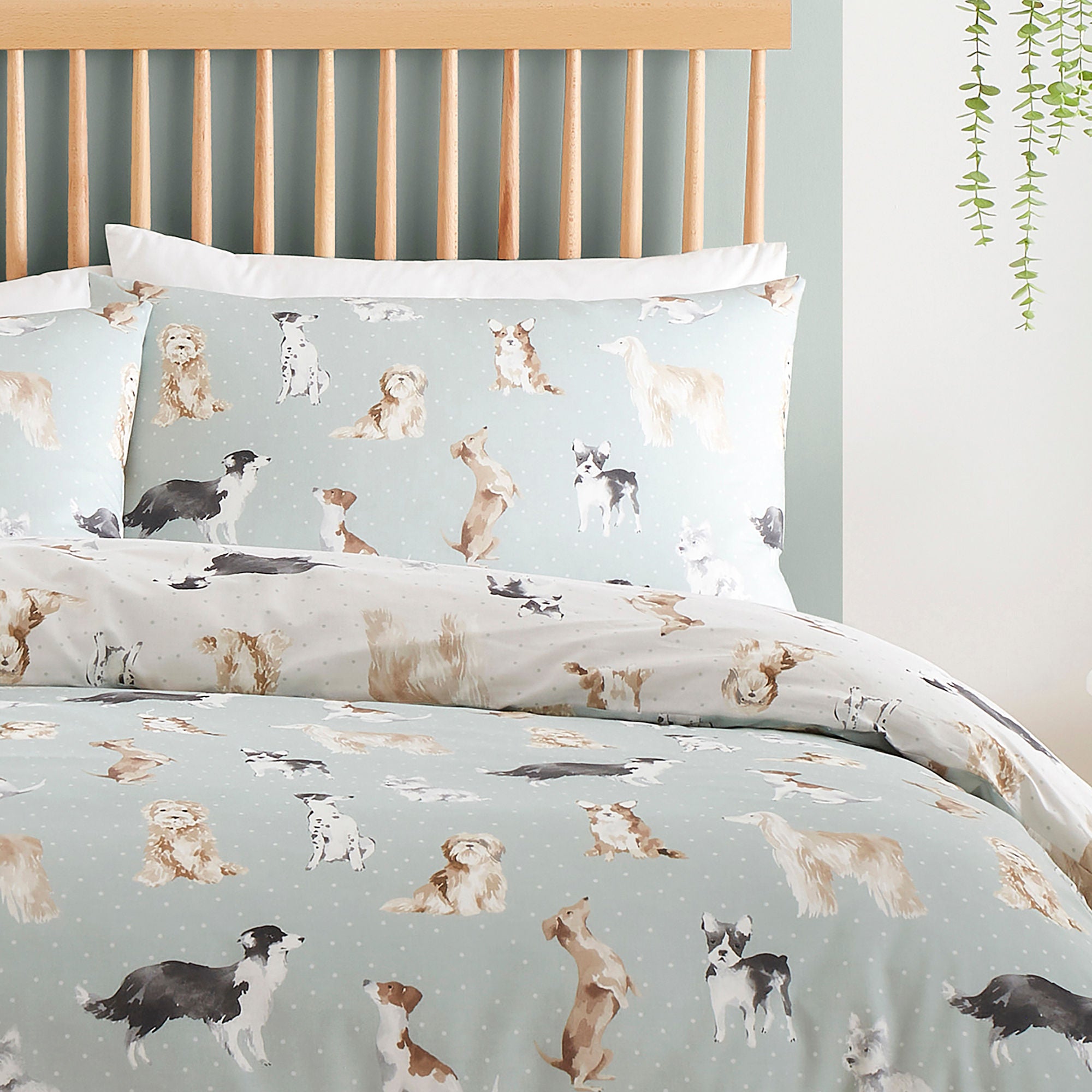 Cute Dogs Duvet Cover Set by Fusion in Duck Egg - Duvet Cover Set - Fusion