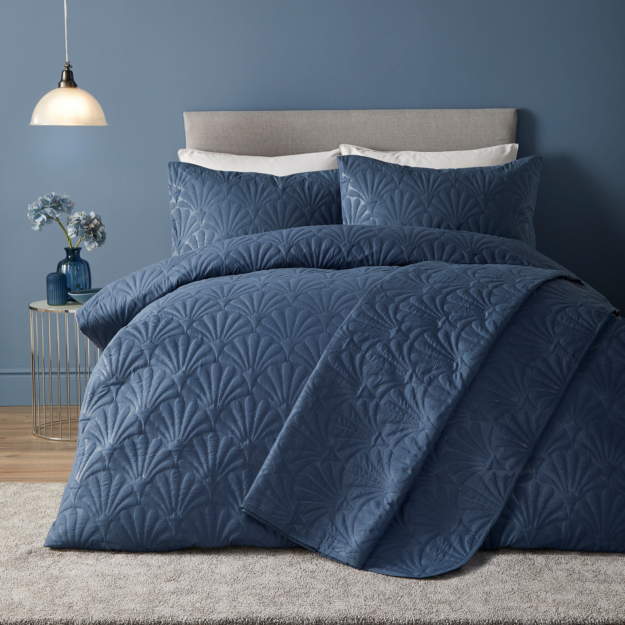 Cavali Bedspread by Serene in Dark Blue 200cm X 230cm - Bedspread - Serene