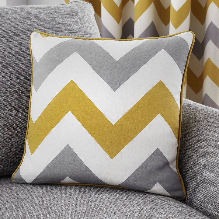 Chevron Cushion by Fusion in Ochre 43 x 43cm - Cushion - Fusion