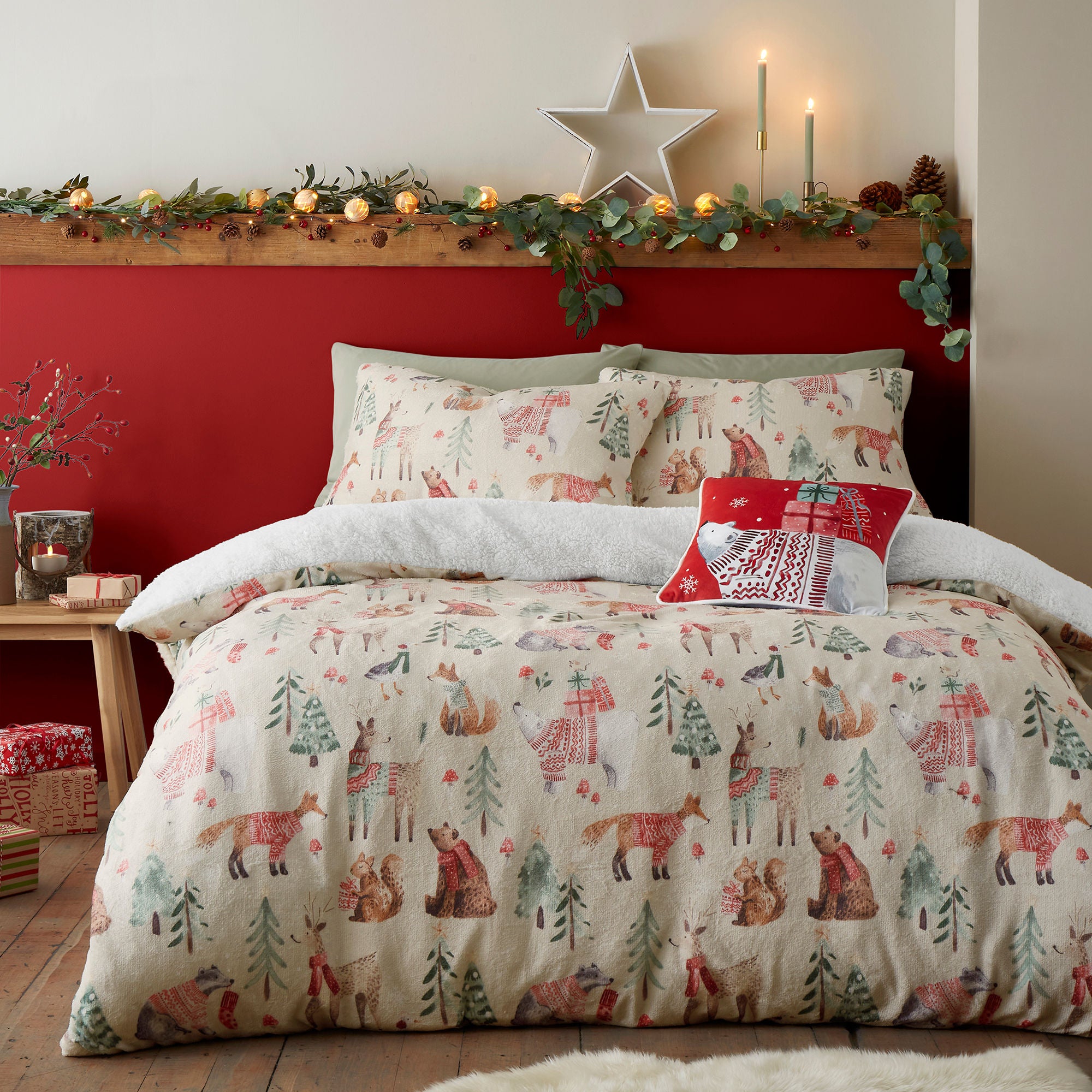 Christmas Woodland Animals Duvet Cover Set by Fusion in Natural - Duvet Cover Set - Fusion