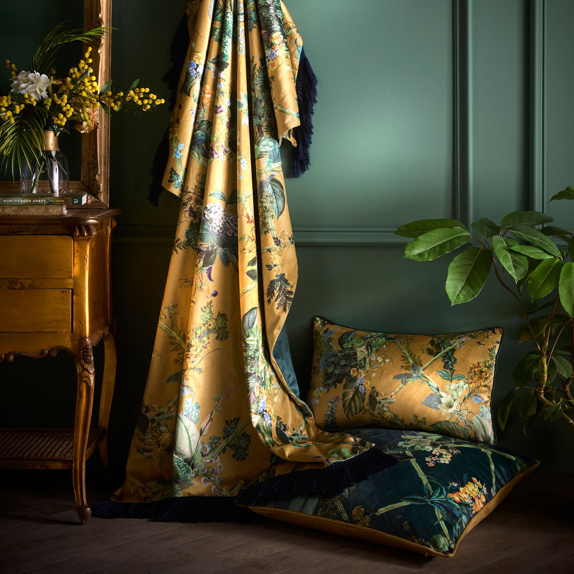 Cotswold Fantasia Dawn Cushion in Green 55 x 55cm - Cushion - Laurence Llewelyn-Bowen
