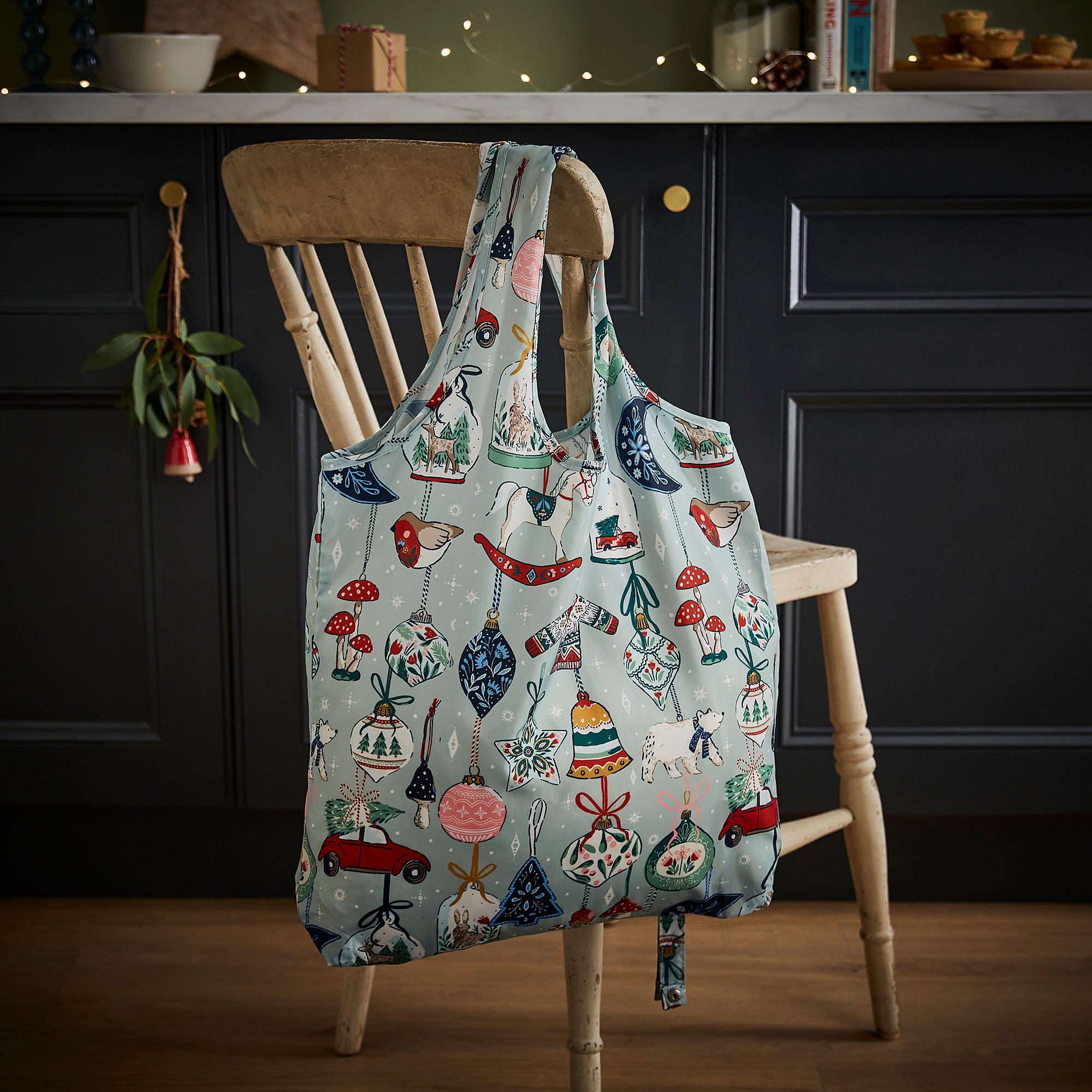 Ulster Weavers Christmas Ornaments Foldable Tote Bag Medium in Multi - Roll-Up Bag - Ulster Weavers