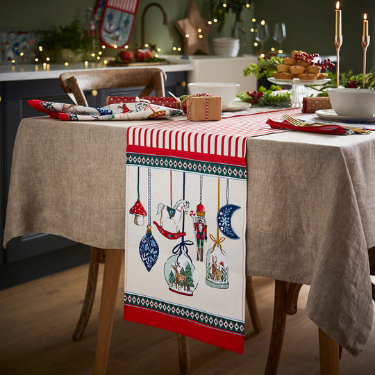 Christmas Ornaments Table Runner in Multicolour