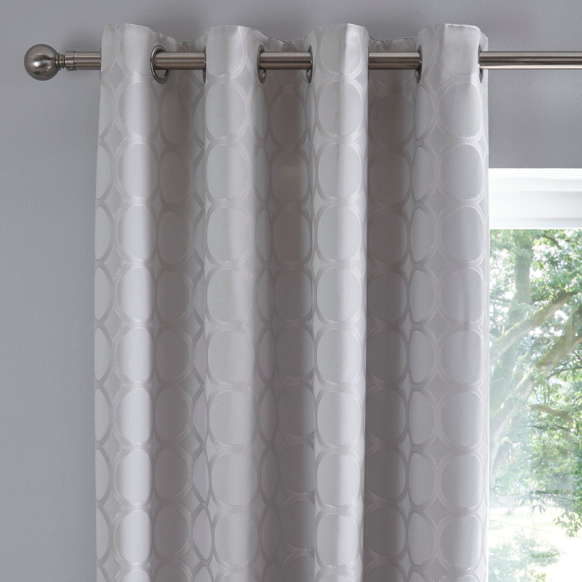 Cassina Pair of Eyelet Curtains by Appletree Boutique in Silver - Pair of Eyelet Curtains - Appletree Boutique