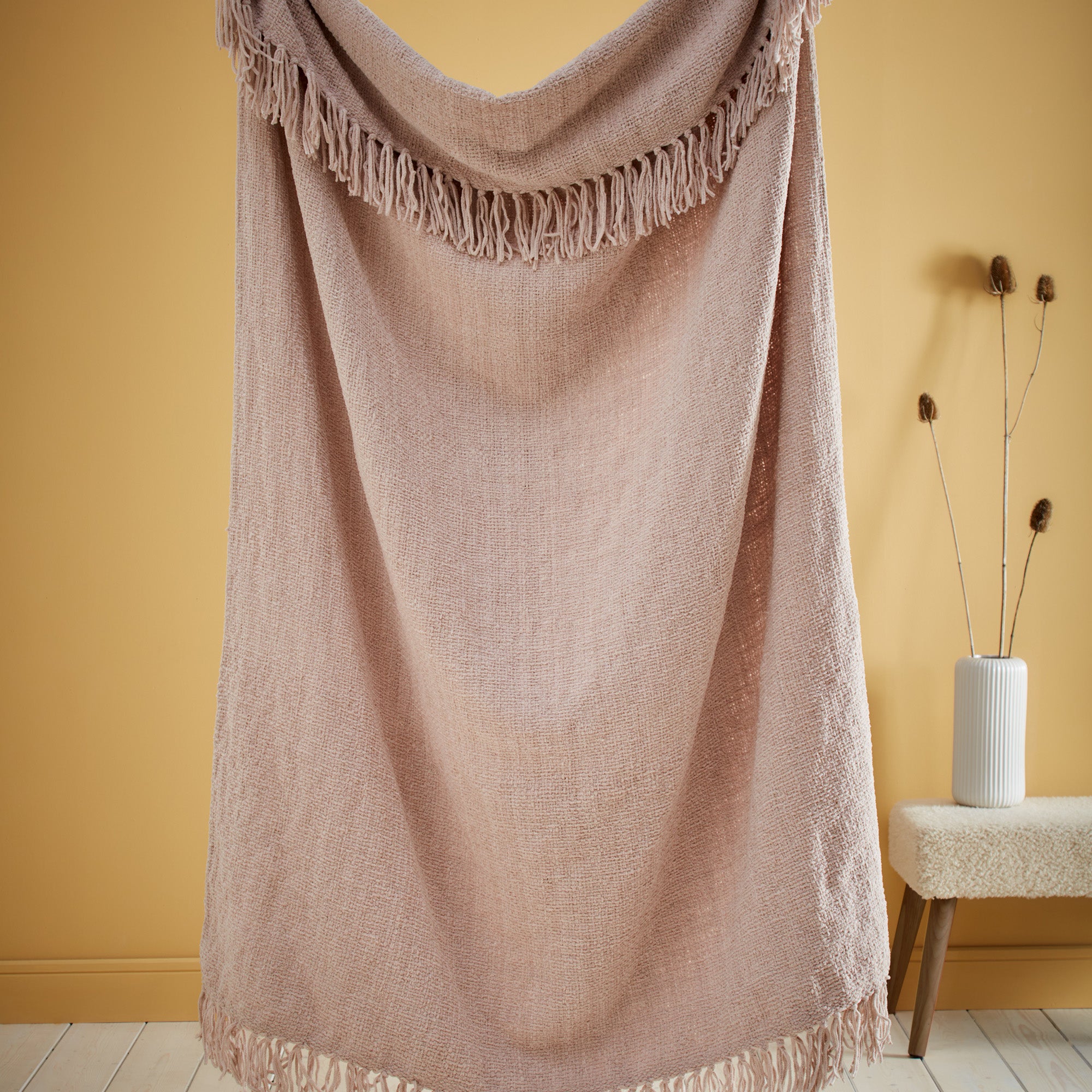 Chenille Throw by Appletree Loft in Natural 130 x 180cm - Throw - Appletree Loft