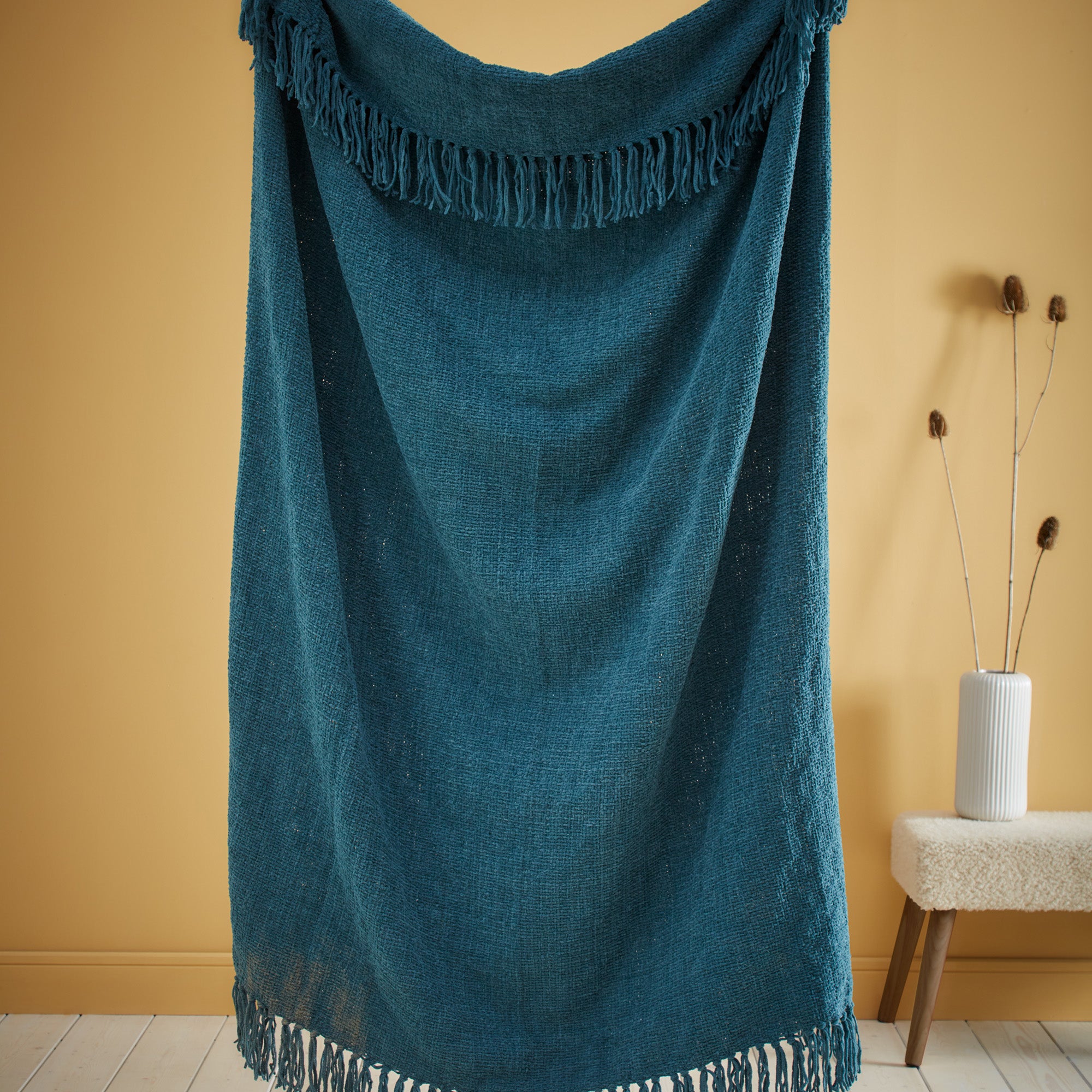 Chenille Throw by Appletree Loft in Teal 130 x 180cm - Throw - Appletree Loft