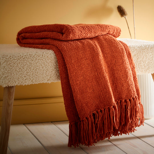 Chenille Throw in Terracotta 130 x 180cm