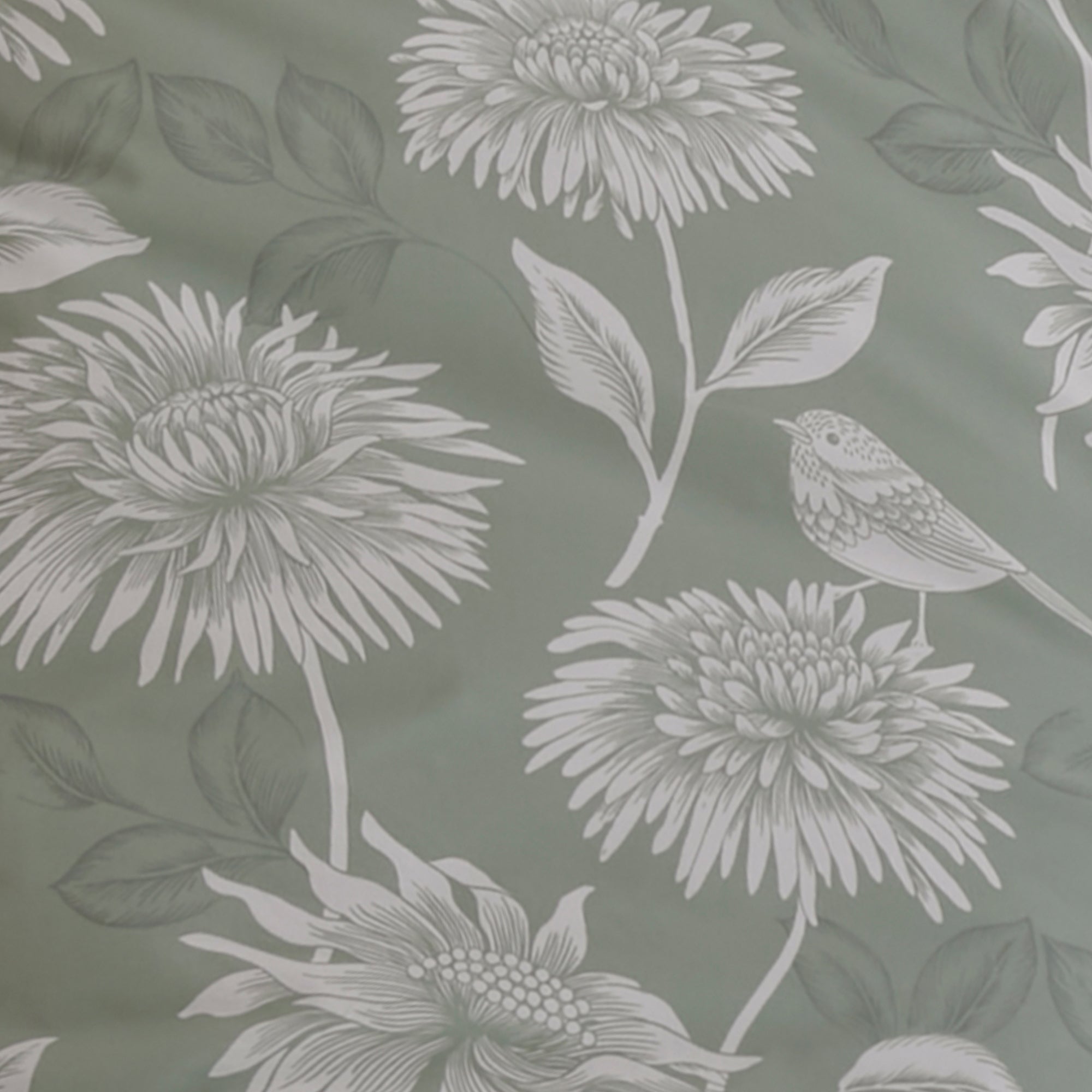 Chrysanthemum Duvet Cover Set by Dreams & Drapes Design in Green - Duvet Cover Set - Dreams & Drapes Design
