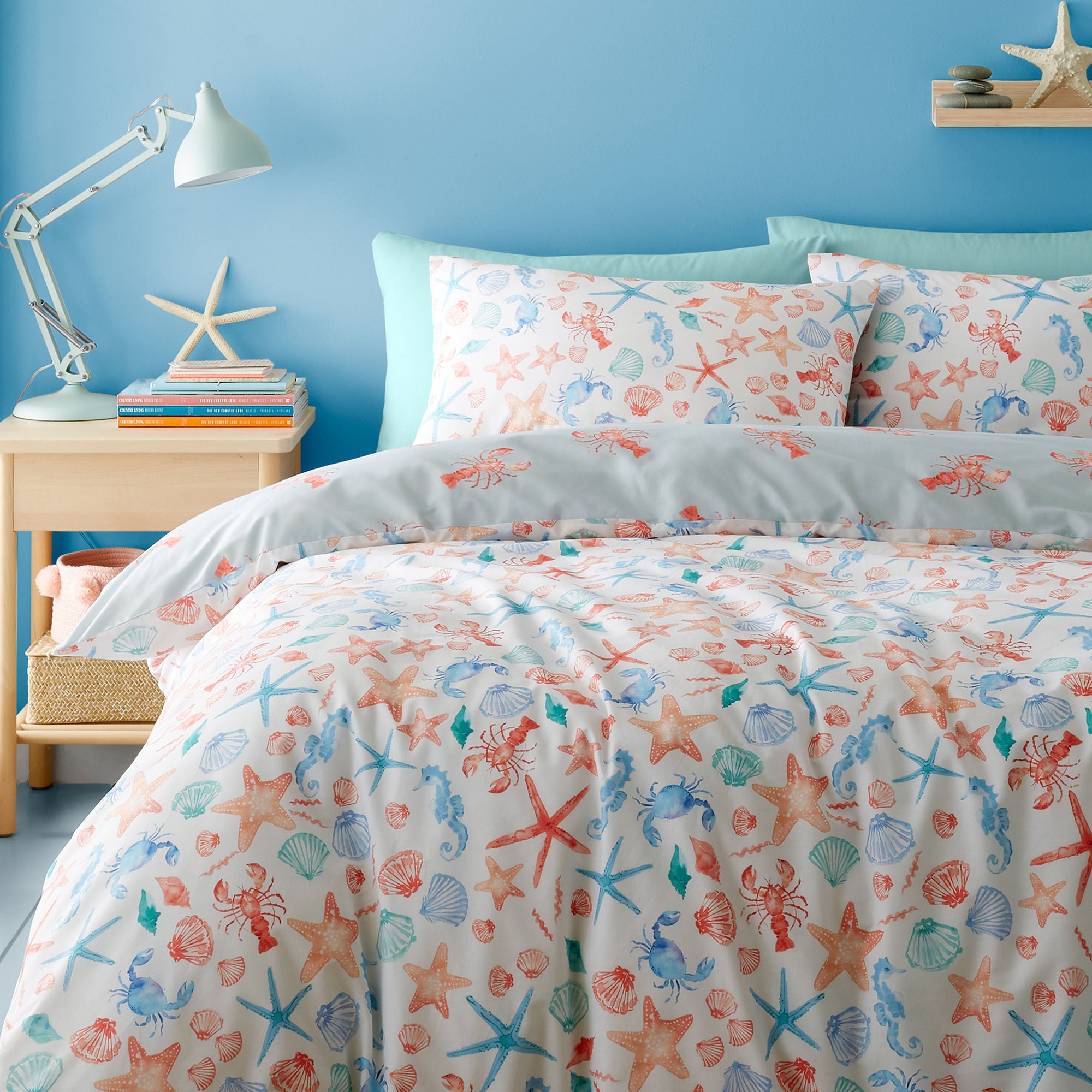 Coastal Bay Duvet Cover Set by Fusion in Coral/Camel - Duvet Cover Set - Fusion