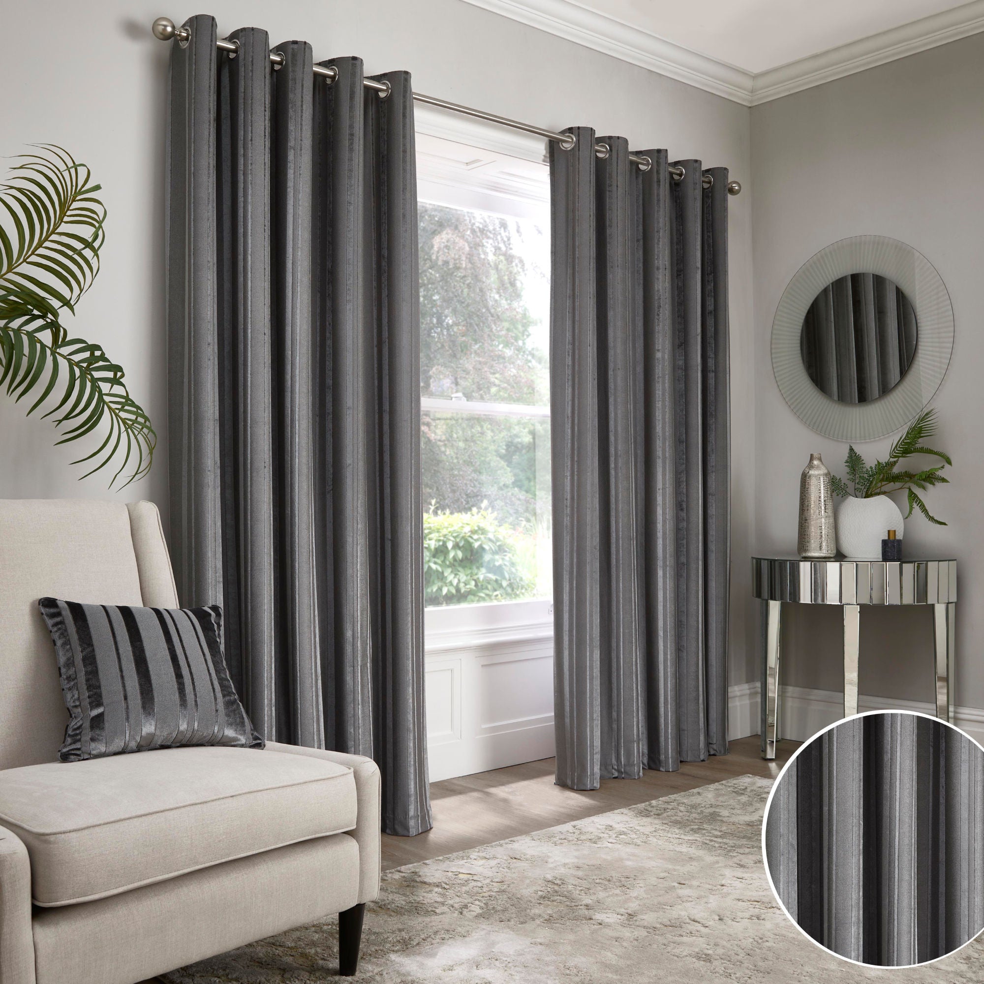 Conrad Pair of Eyelet Curtains by Appletree Boutique in Slate - Pair of Eyelet Curtains - Appletree Boutique