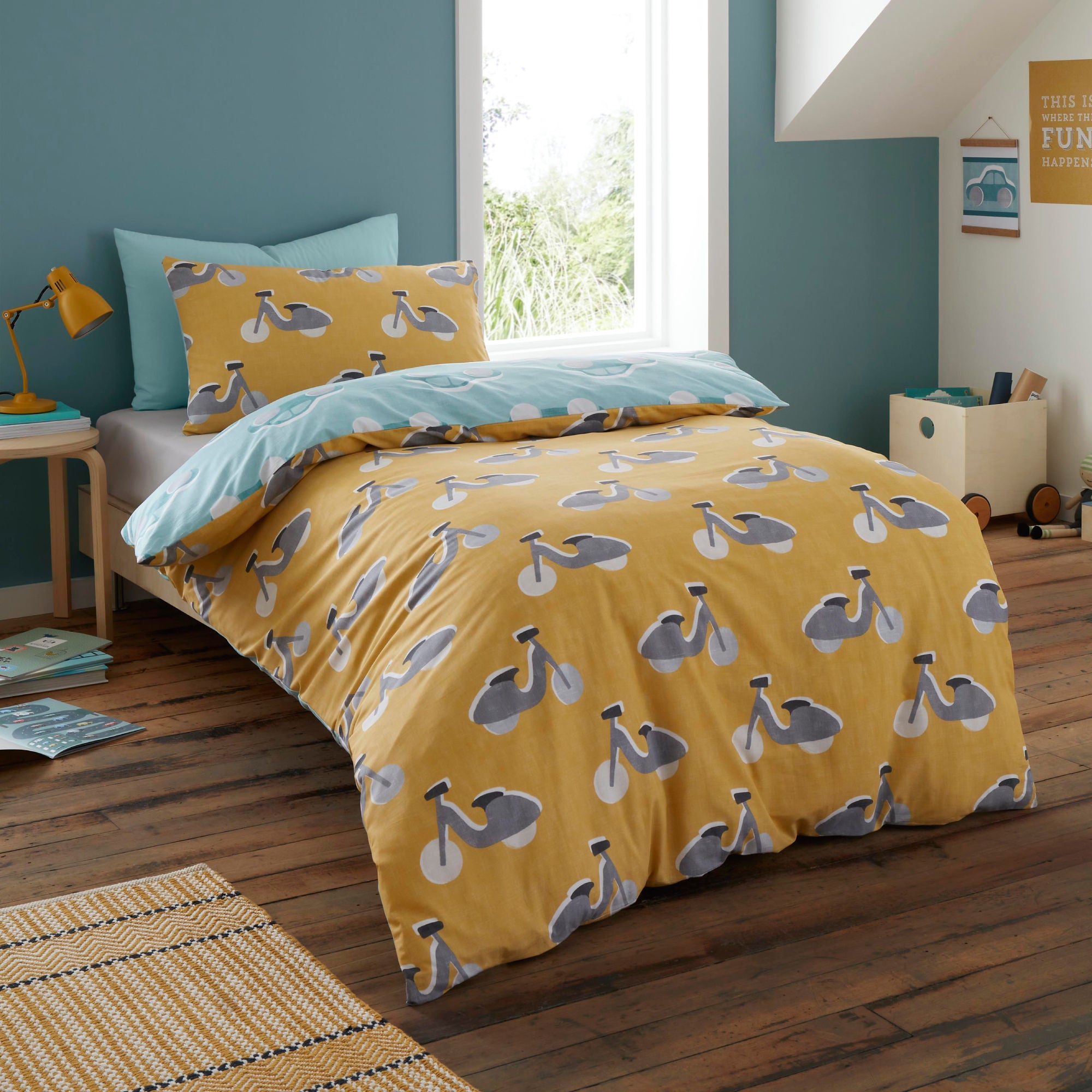Cool Cars Duvet Cover Set by Bedlam in Duck Egg - Duvet Cover Set - Bedlam