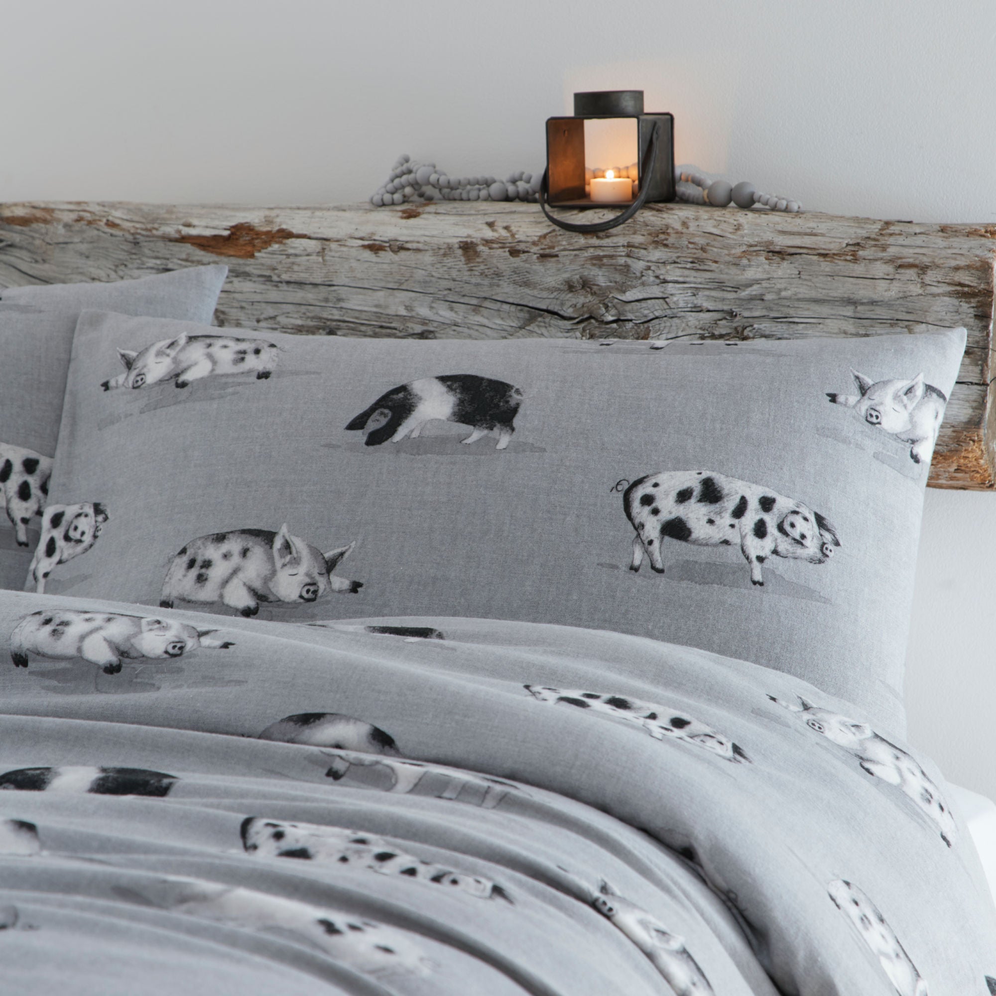 Cosy Pig Duvet Cover Set by Fusion Snug in Grey - Duvet Cover Set - Fusion Snug