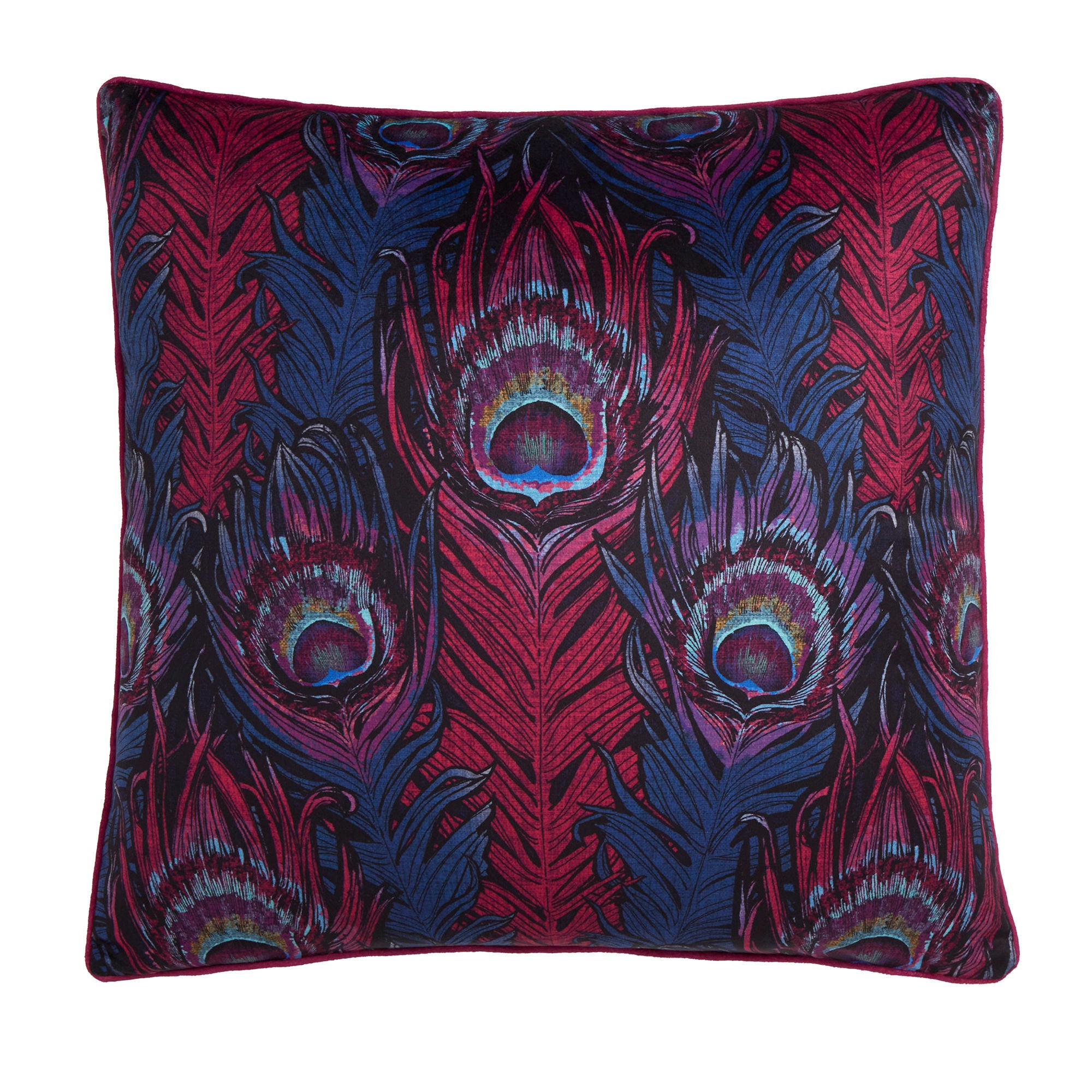 Dandy Peacock Cushion by Laurence Llewelyn-Bowen in Plum 55 x 55cm - Cushion - Laurence Llewelyn-Bowen