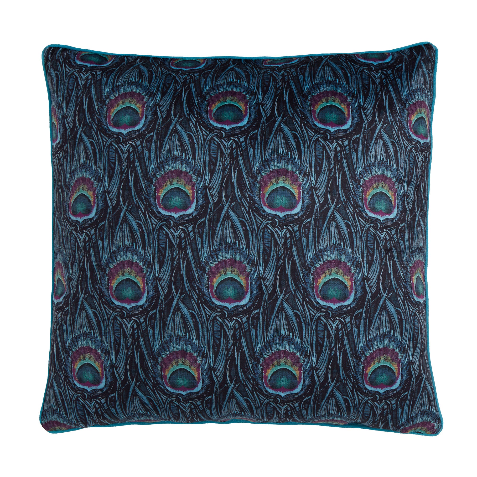 Dandy Peacock Cushion by Laurence Llewelyn-Bowen in Teal 55 x 55cm - Cushion - Laurence Llewelyn-Bowen