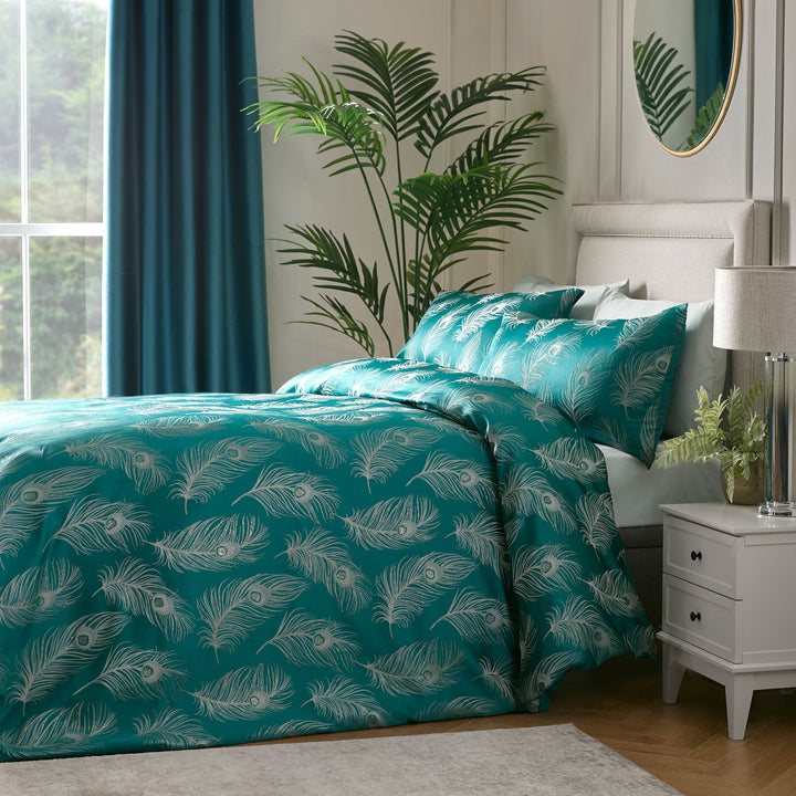 Dandy Duvet Cover Set by Laurence Llewelyn-Bowen in Teal - Duvet Cover Set - Laurence Llewelyn-Bowen