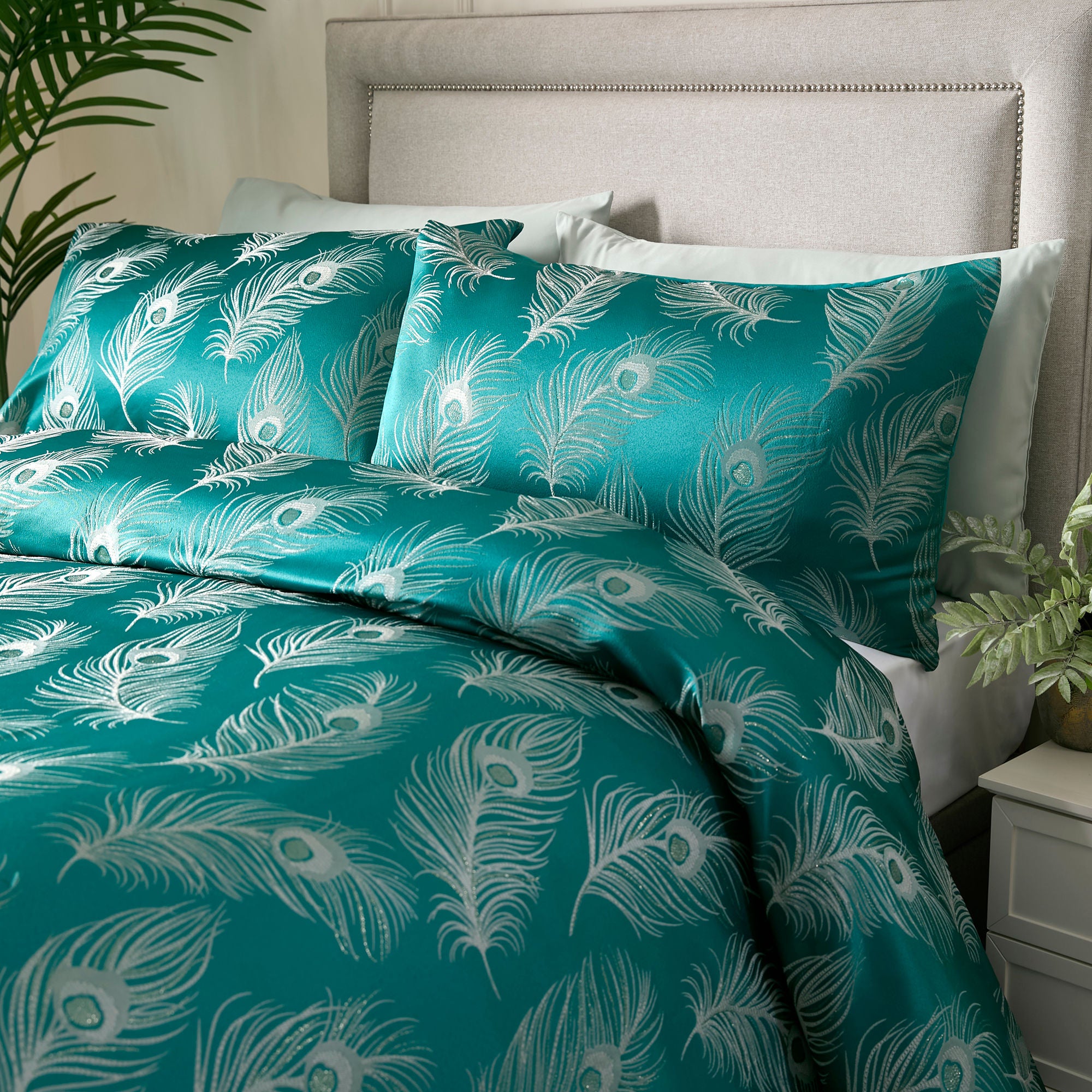 Dandy Duvet Cover Set by Laurence Llewelyn-Bowen in Teal - Duvet Cover Set - Laurence Llewelyn-Bowen