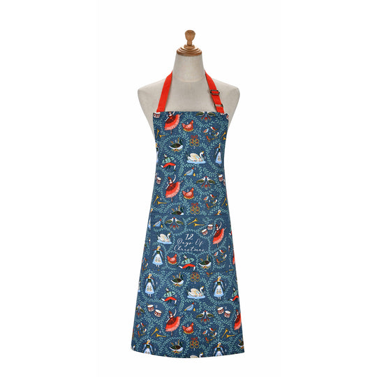 12 Days of Christmas Cotton Apron in Blue