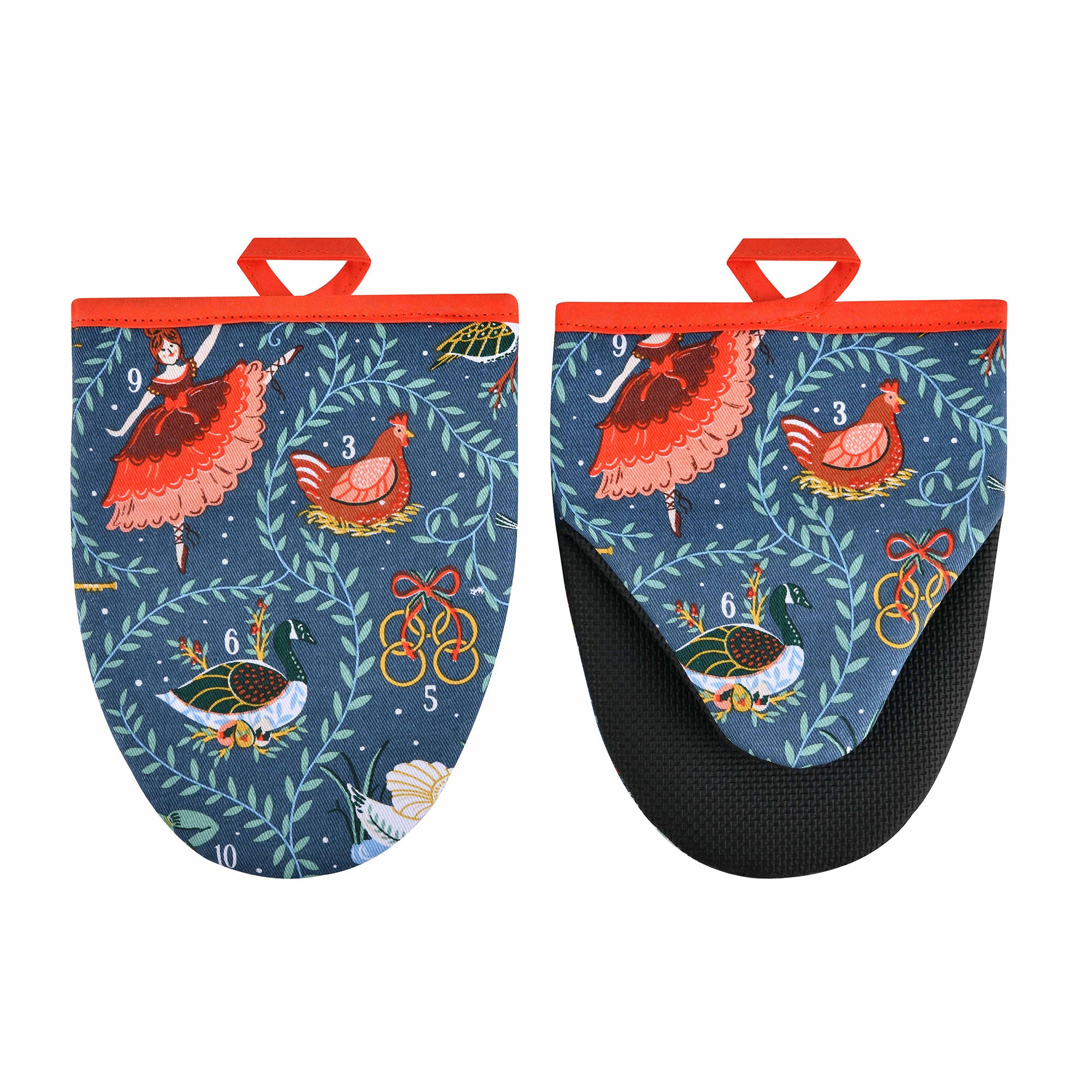 Ulster Weavers 12 Days of Christmas Microwave Mitts - Pair One Size in Green - Micro Mitts - Ulster Weavers