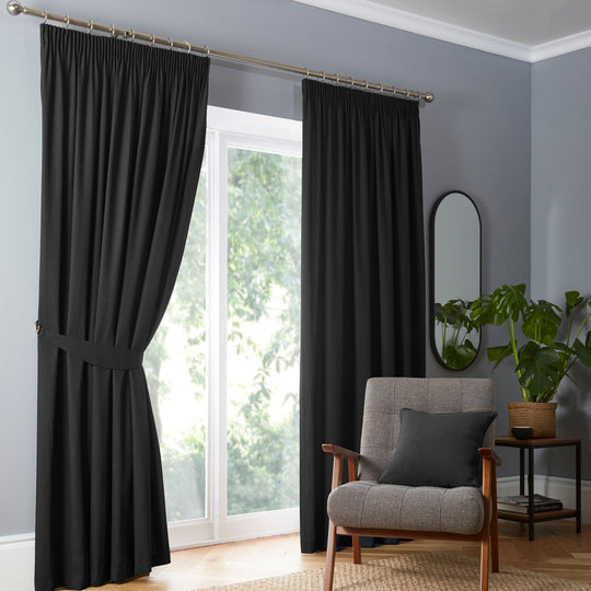 Dijon Pencil Pleat Curtains in Black