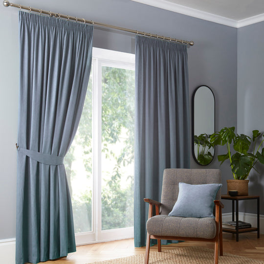 Dijon Pencil Pleat Curtains in Blue