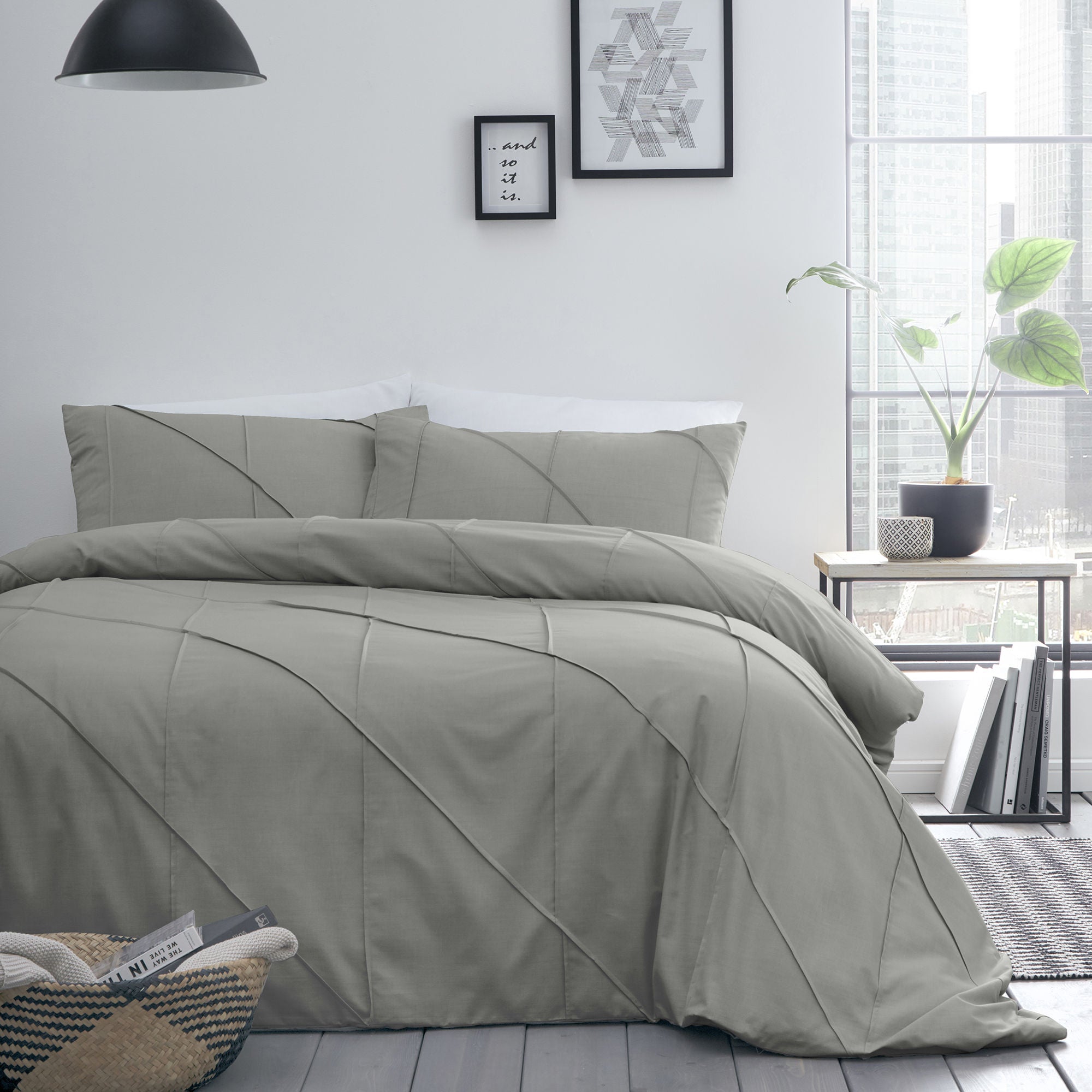Dart Duvet Cover Set by Serene in Grey - Duvet Cover Set - Serene