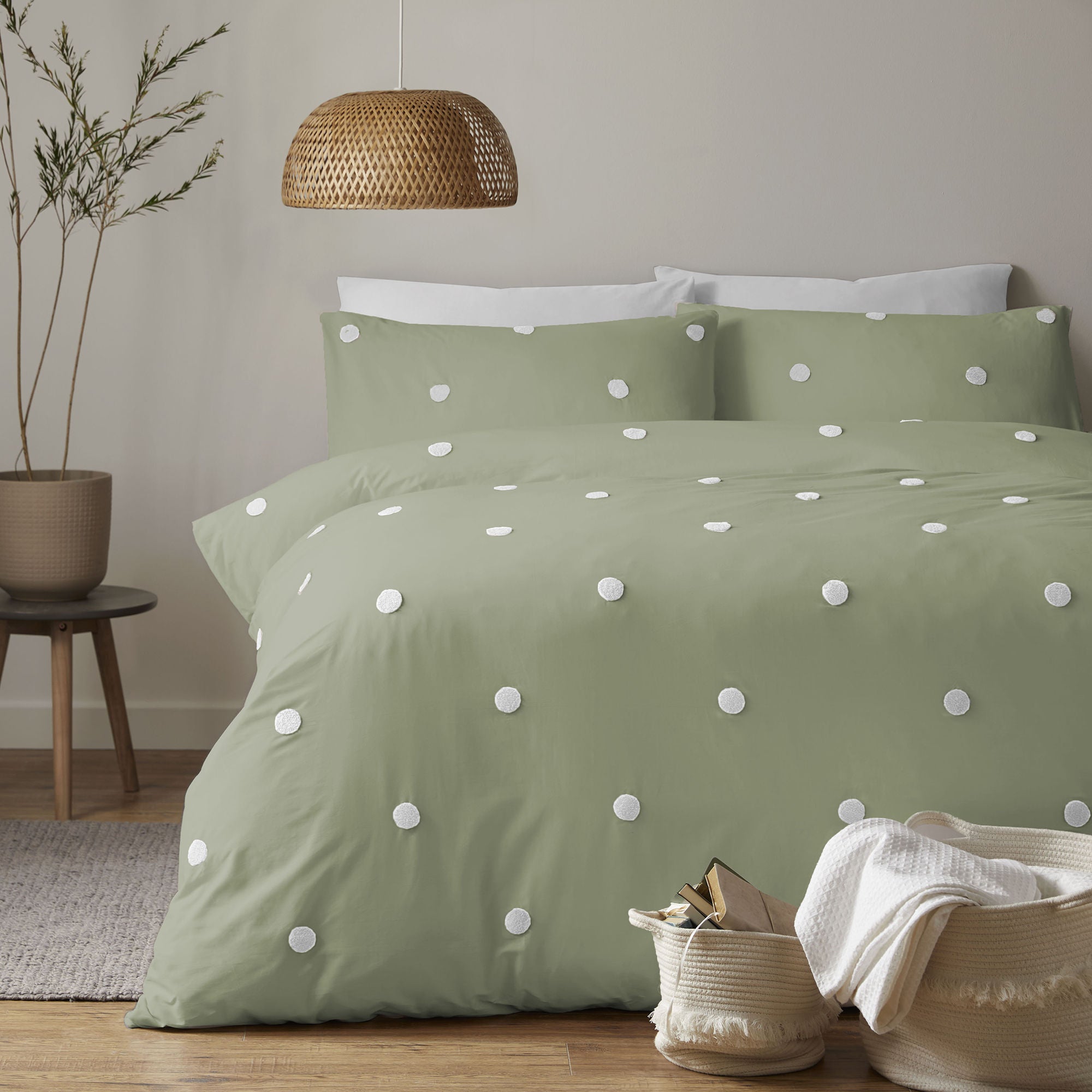 Dot Garden Duvet Cover Set by Appletree Boutique in Sage - Duvet Cover Set - Appletree Boutique