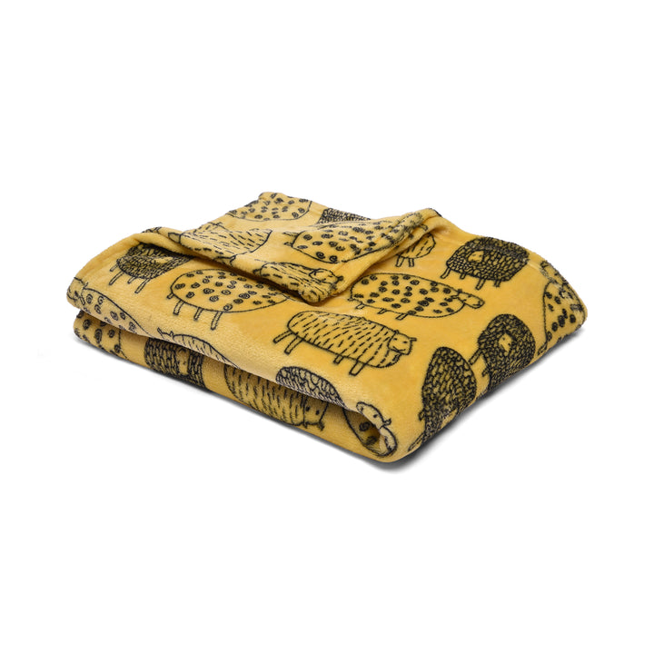 Dotty Sheep Throw by Fusion Snug in Ochre 120 x 150cm - Throw - Fusion Snug