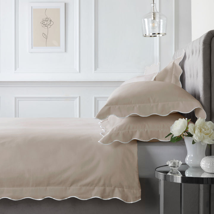 Scallop Edge Duvet Cover Set by Appletree Boutique in Natural