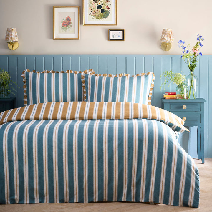 Eloise Stripe Duvet Cover Set in Teal - Duvet Cover Set - Appletree