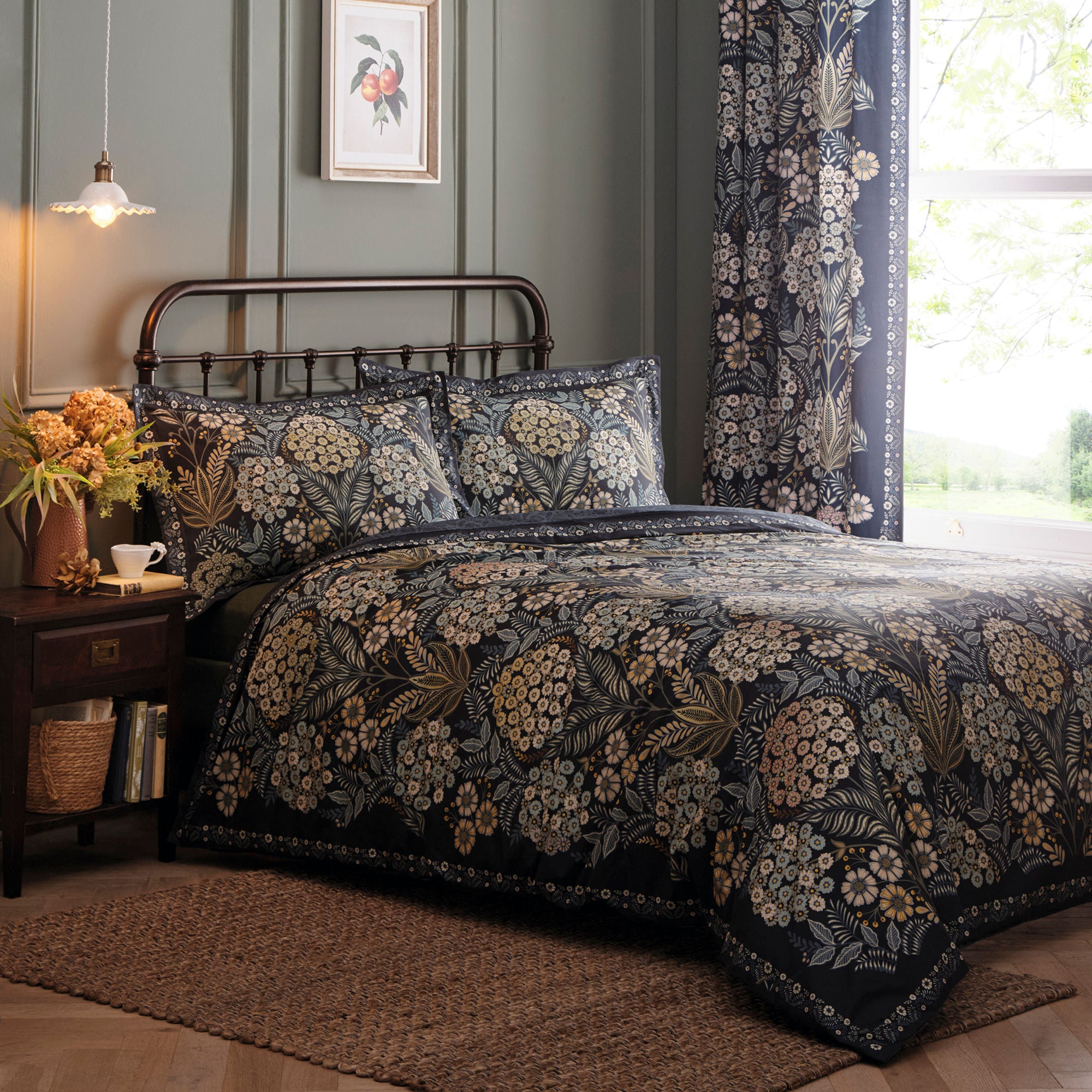 Evelina Duvet Cover Set by Appletree Heritage in Navy - Duvet Cover Set - Appletree Heritage