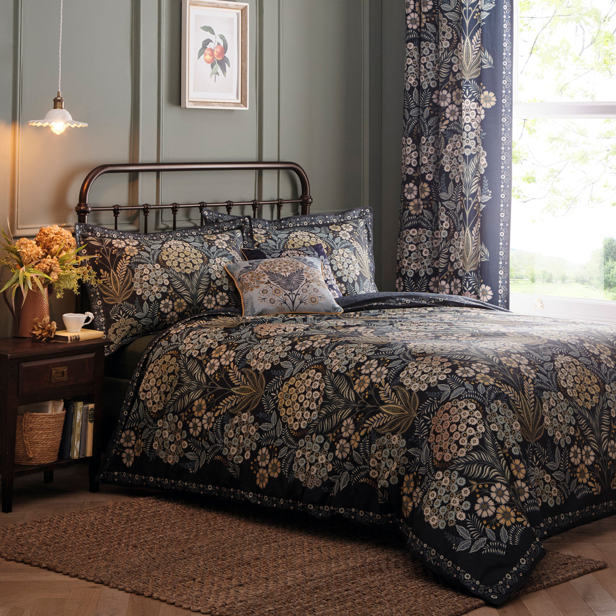 Evelina Duvet Cover Set by Appletree Heritage in Navy - Duvet Cover Set - Appletree Heritage