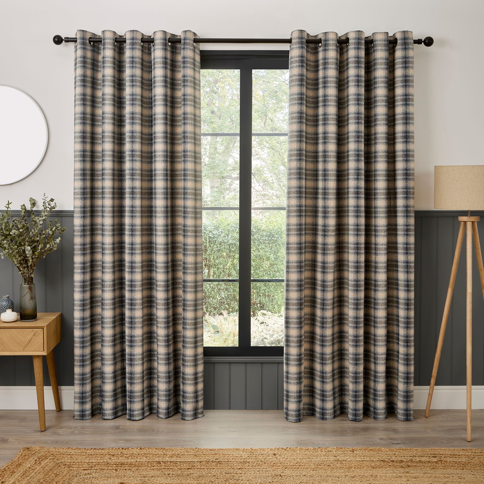 Everett Eyelet Curtains in Grey - Pair of Eyelet Curtains - Curtina