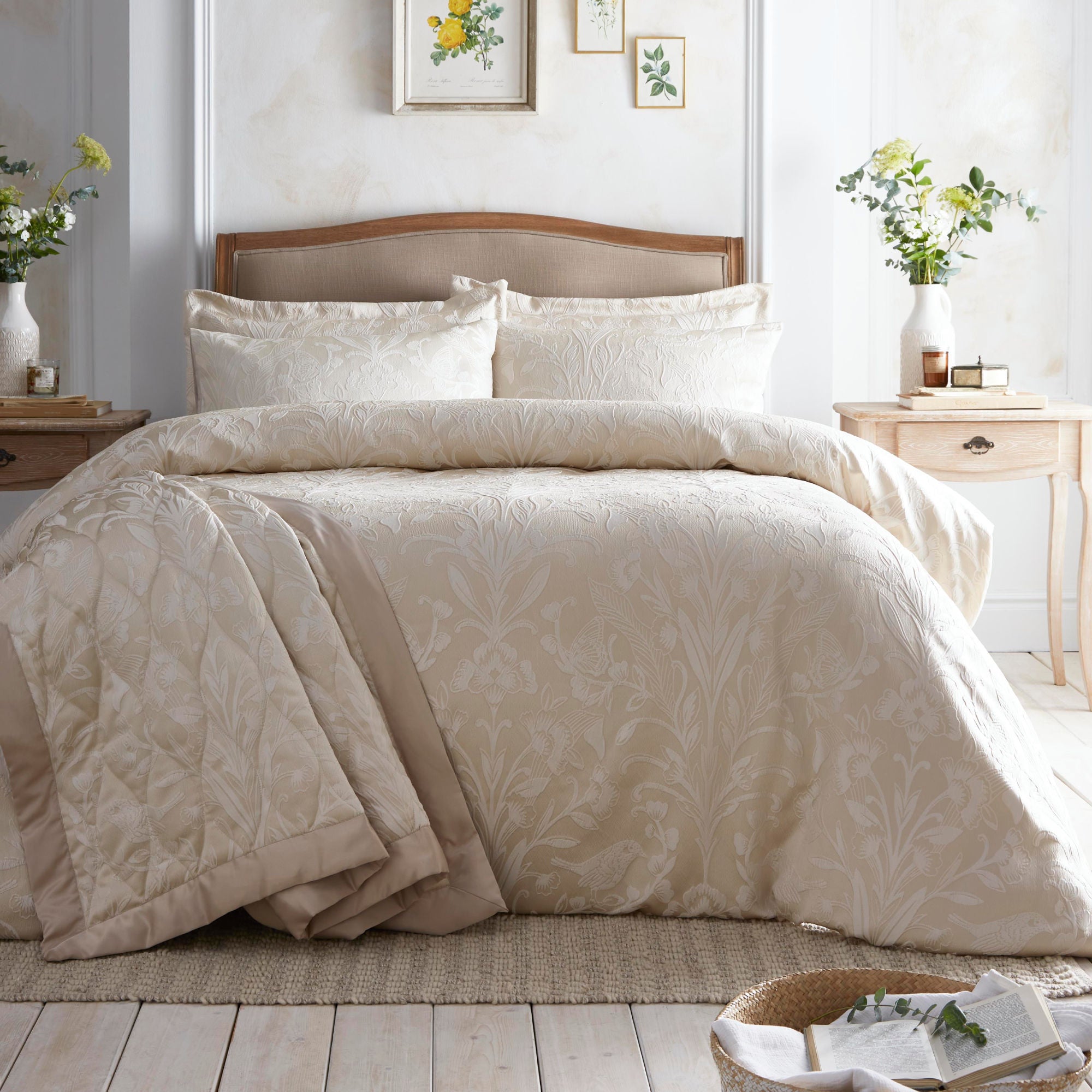 Elysia Duvet Cover Set by Appletree Heritage in Champagne - Duvet Cover Set - Appletree Heritage