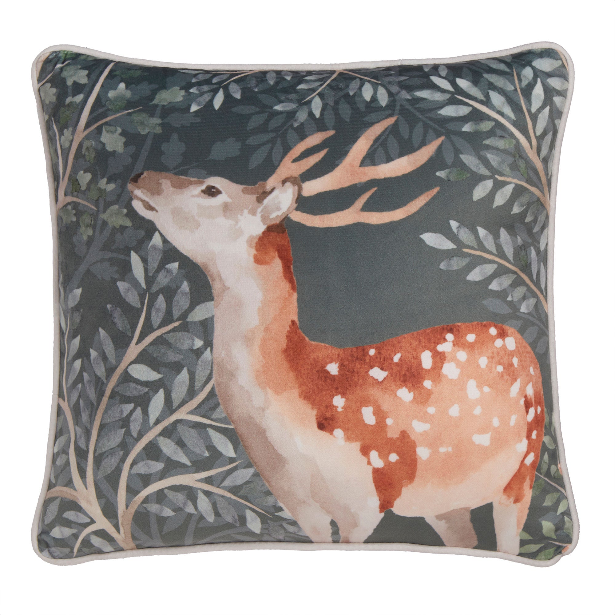 Forest Animals Cushion by Dreams & Drapes Lodge in Green 43 x 43cm - Cushion - Dreams & Drapes Lodge