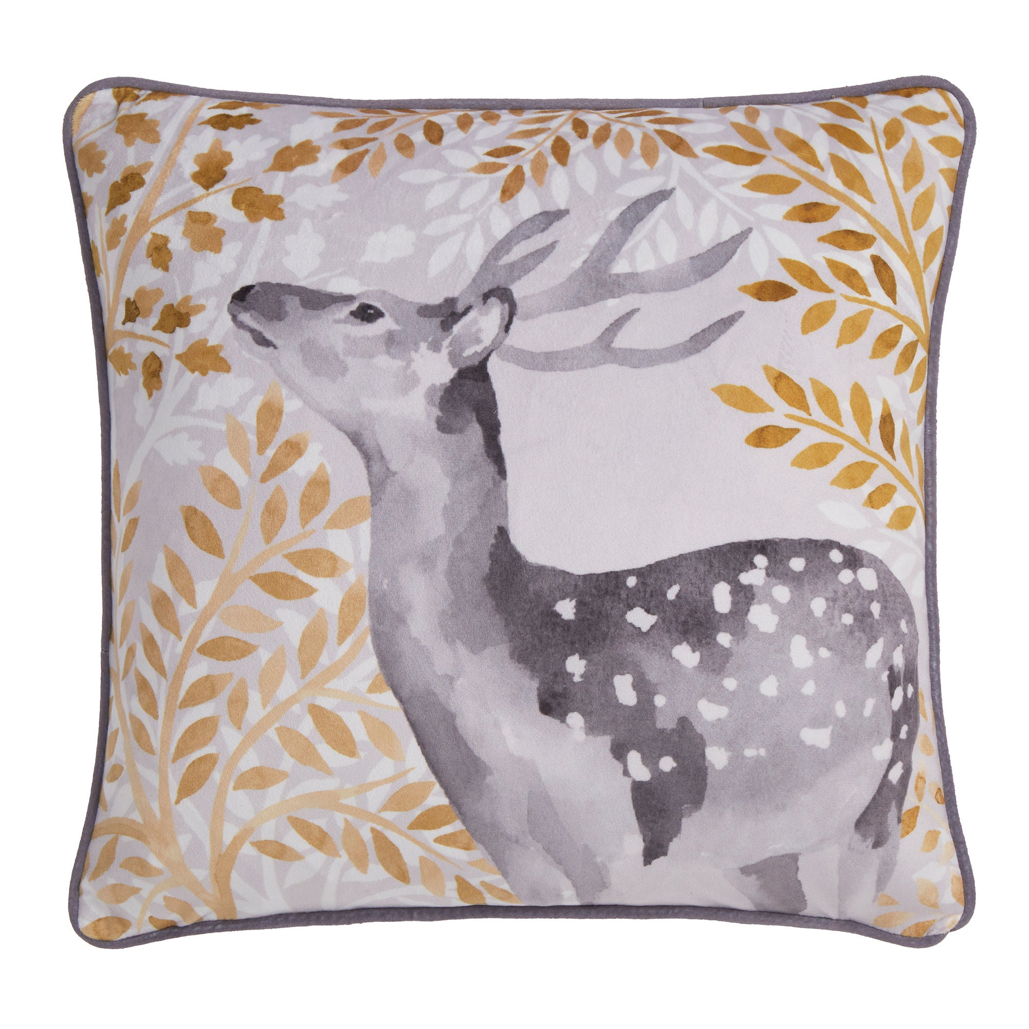 Forest Animals Cushion by Dreams & Drapes Lodge in Grey 43 x 43cm - Cushion - Dreams & Drapes Lodge
