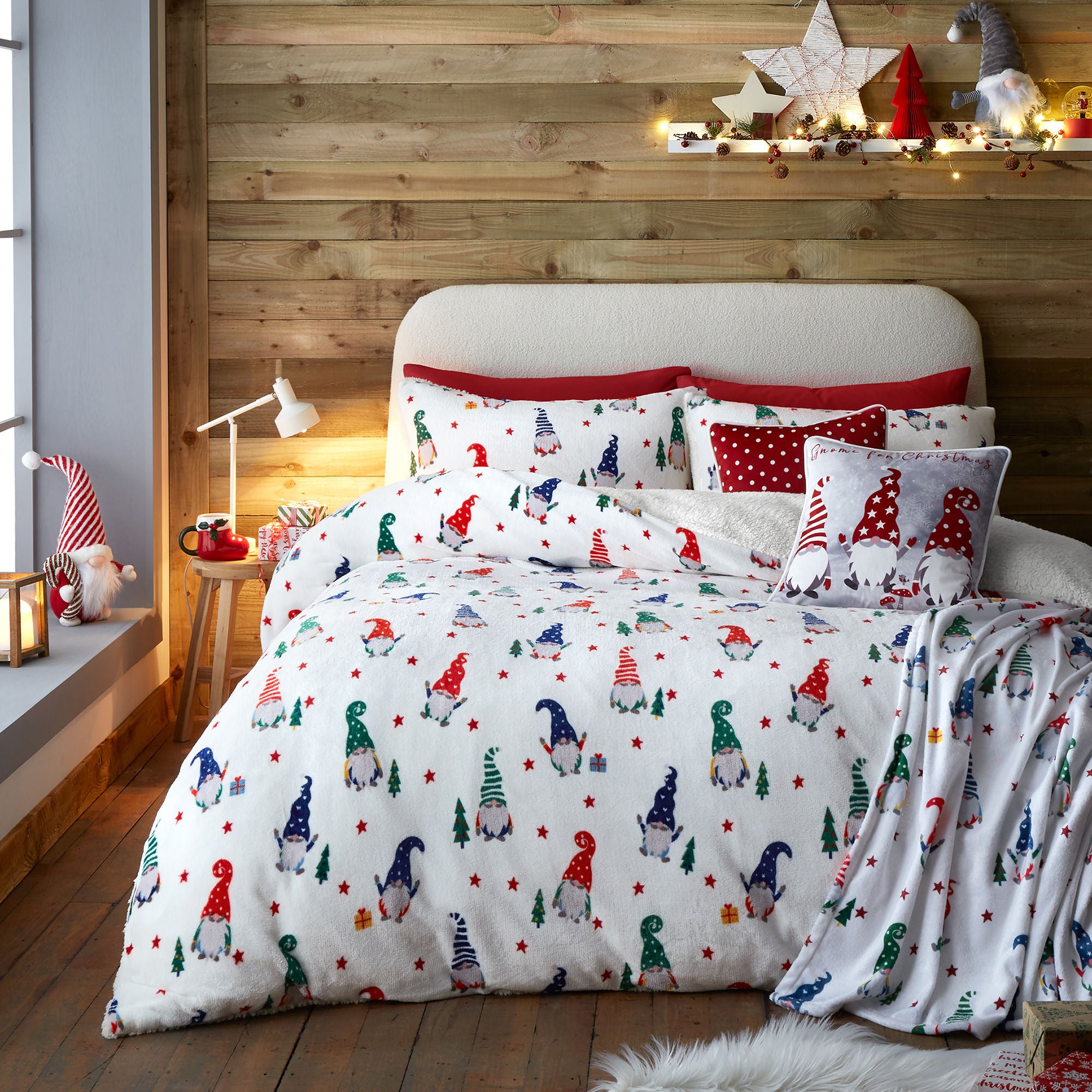 Festive Gonks Duvet Cover Set by Fusion in Red - Duvet Cover Set - Fusion