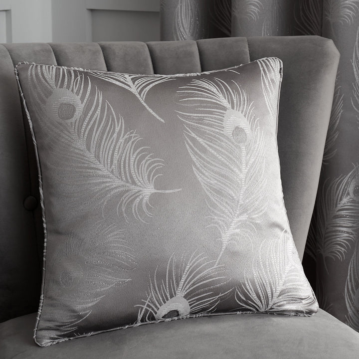 Feather Cushion by Curtina in Silver 43 x 43cm - Cushion - Curtina