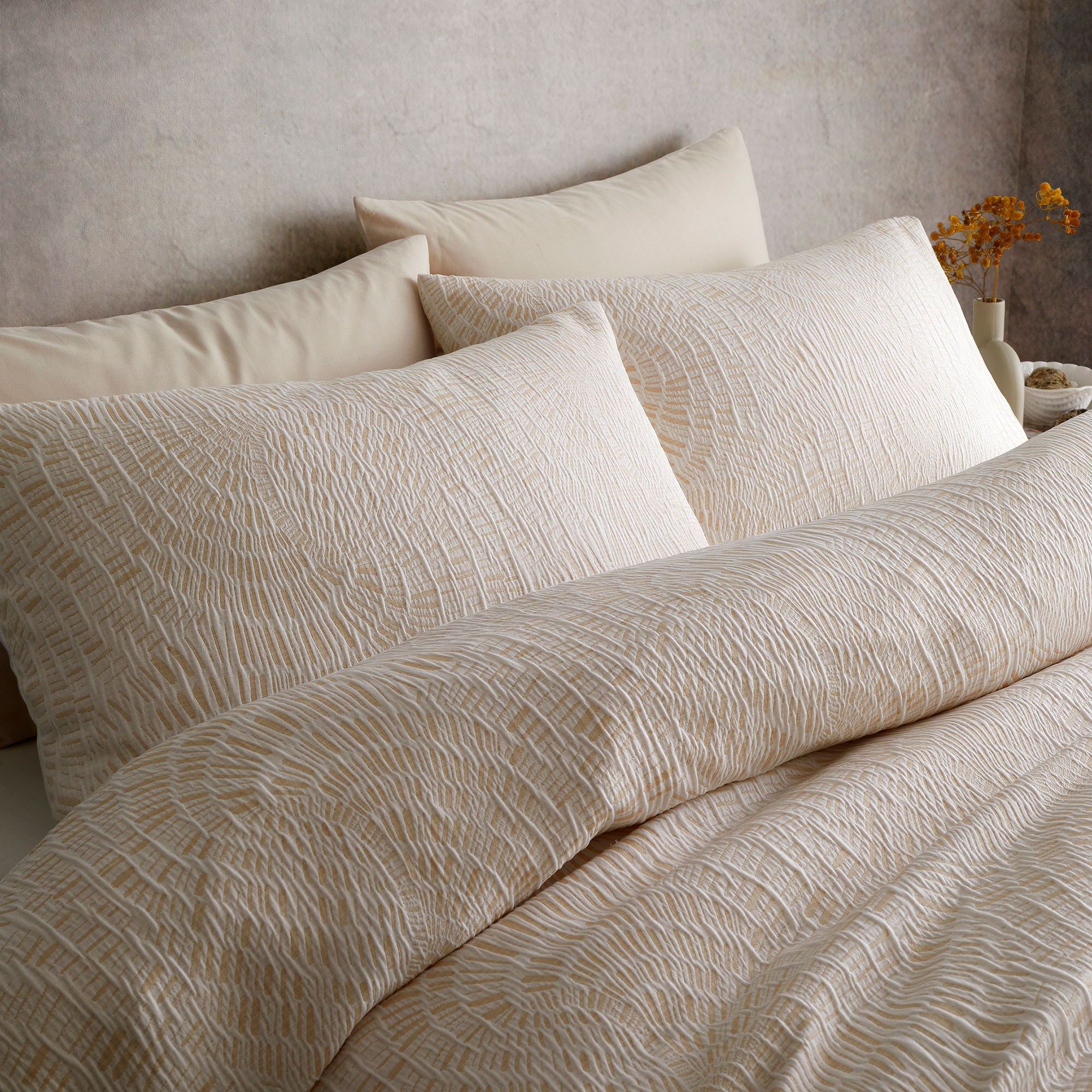 Fossil Jacquard Duvet Cover Set in Natural - Duvet Cover Set - Appletree