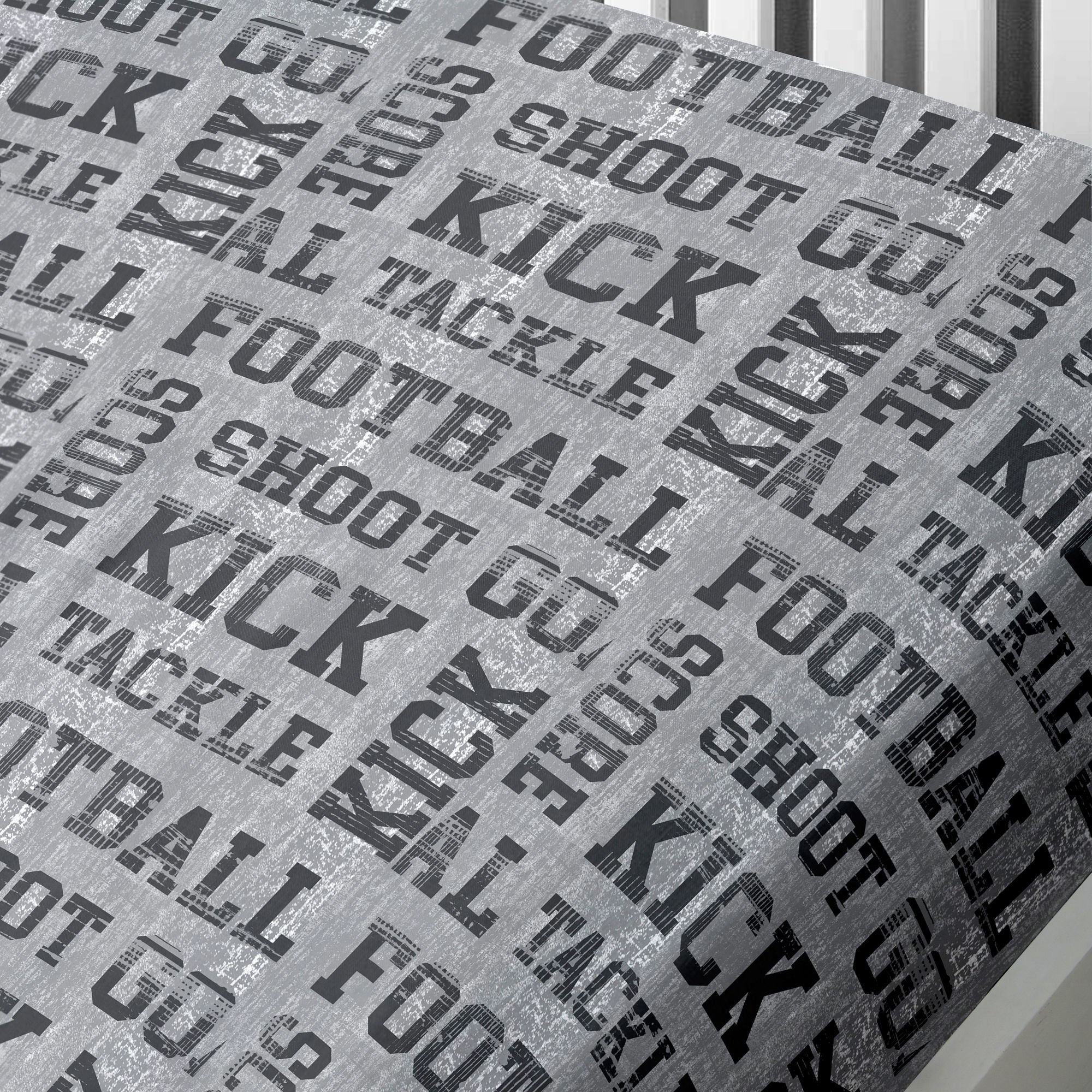 Football 25cm Fitted Bed Sheet by Bedlam in Grey - 25cm Fitted Bed Sheet - Bedlam