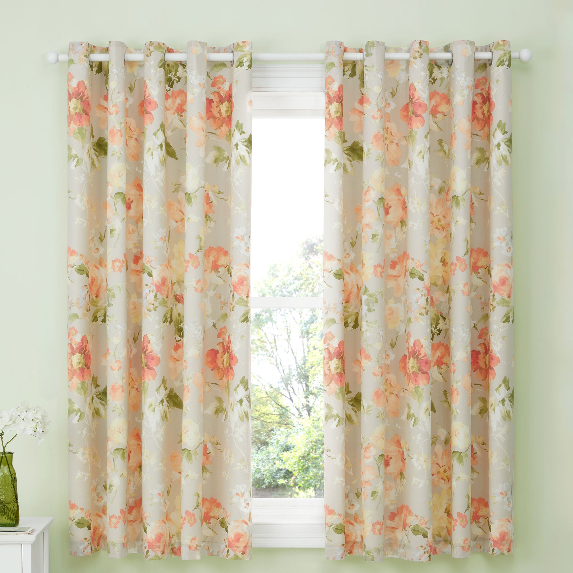 Flourette Pair of Eyelet Curtains by Dreams & Drapes Design in Natural - Pair of Eyelet Curtains - Dreams & Drapes Design