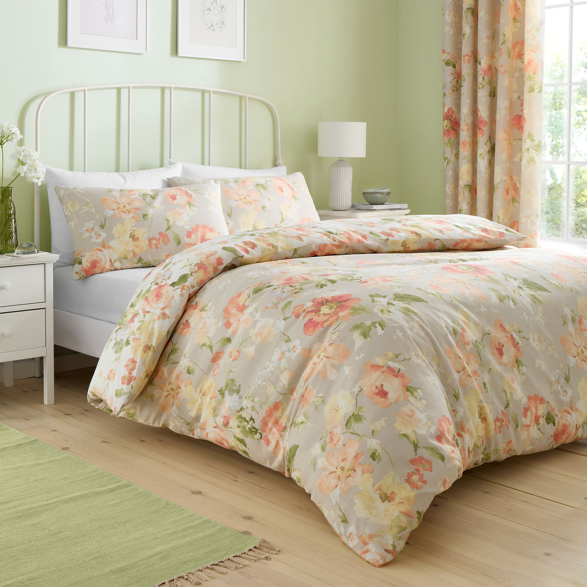Flourette Duvet Cover Set by Dreams & Drapes Design in Natural - Duvet Cover Set - Dreams & Drapes Design