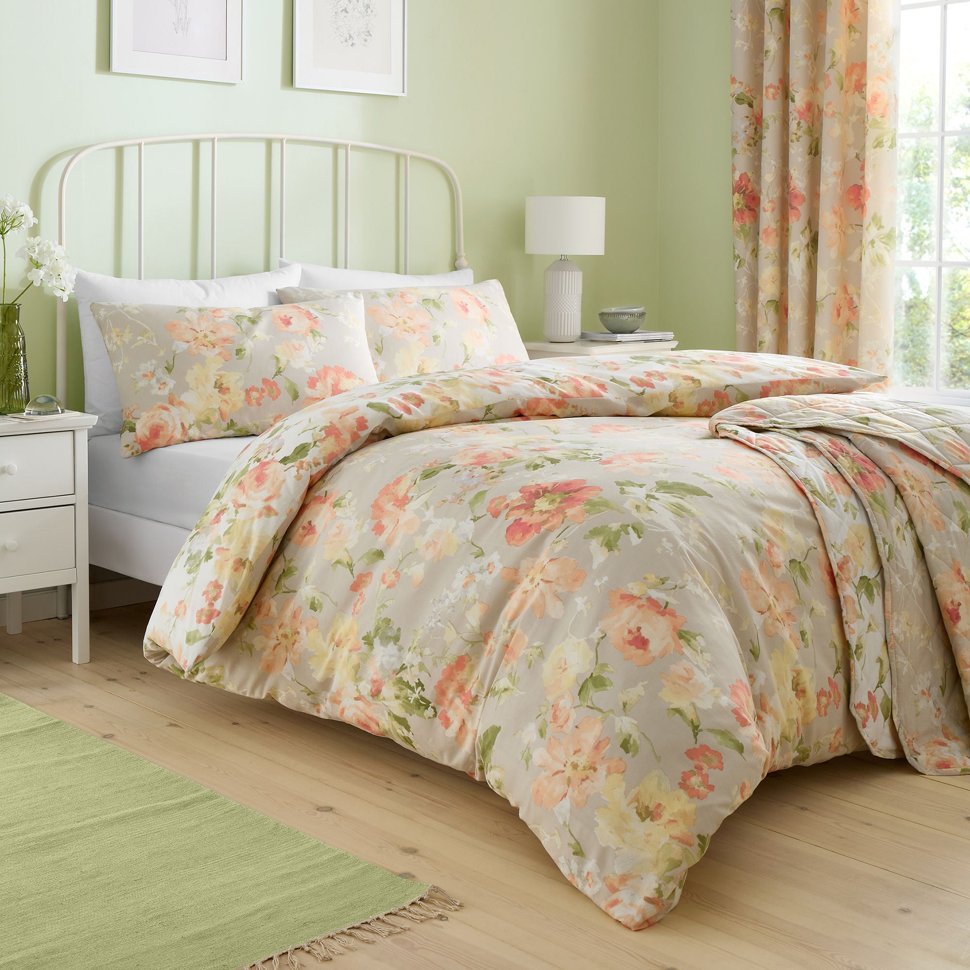 Flourette Duvet Cover Set by Dreams & Drapes Design in Natural - Duvet Cover Set - Dreams & Drapes Design