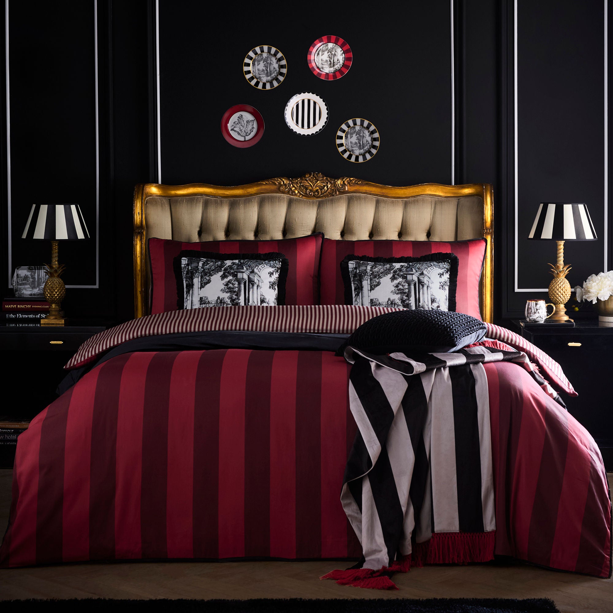 Festivo Stripe Throw in Black 130 x 180cm - Throw - Laurence Llewelyn-Bowen