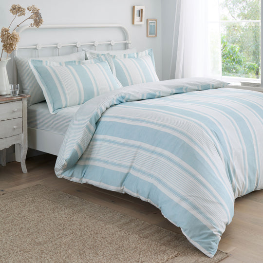 Finlay Stripe Duvet Cover Set in Blue