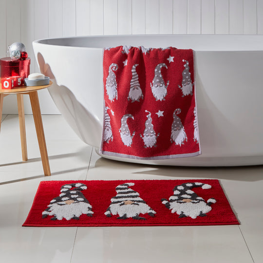 Gonks Christmas Bath Mat in Red 50 x 80cm